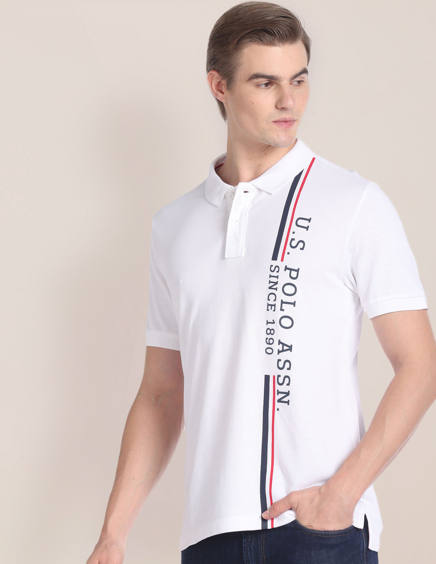 U.S. POLO ASSN. Brand Print Cotton Polo Shirt