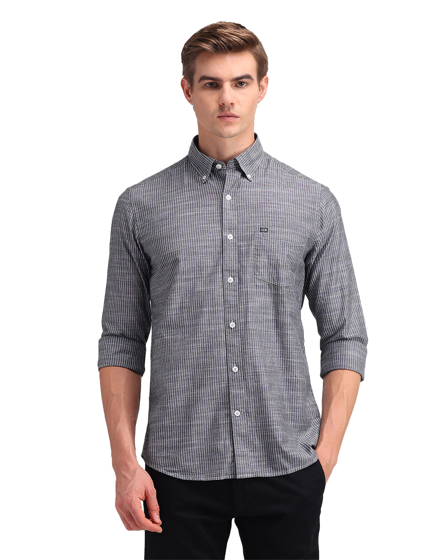 Arrow Sport Slim Fit Vertical Striped Shirt
