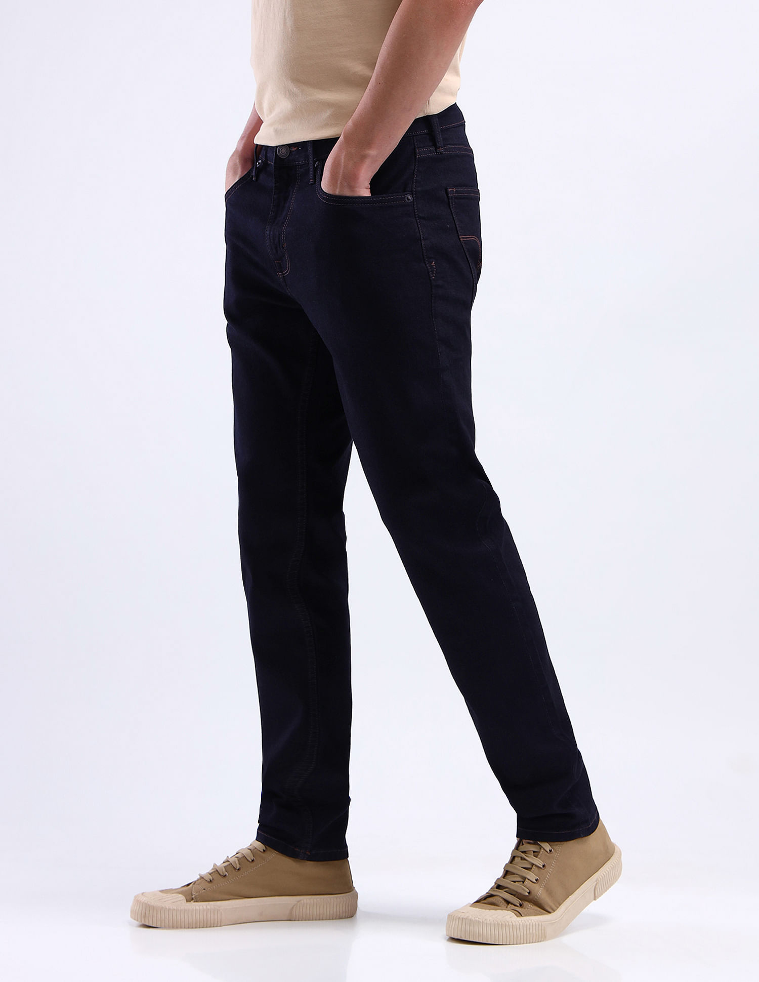 Flying Machine Mid Rise Slash Slim Tapered Fit Jeans