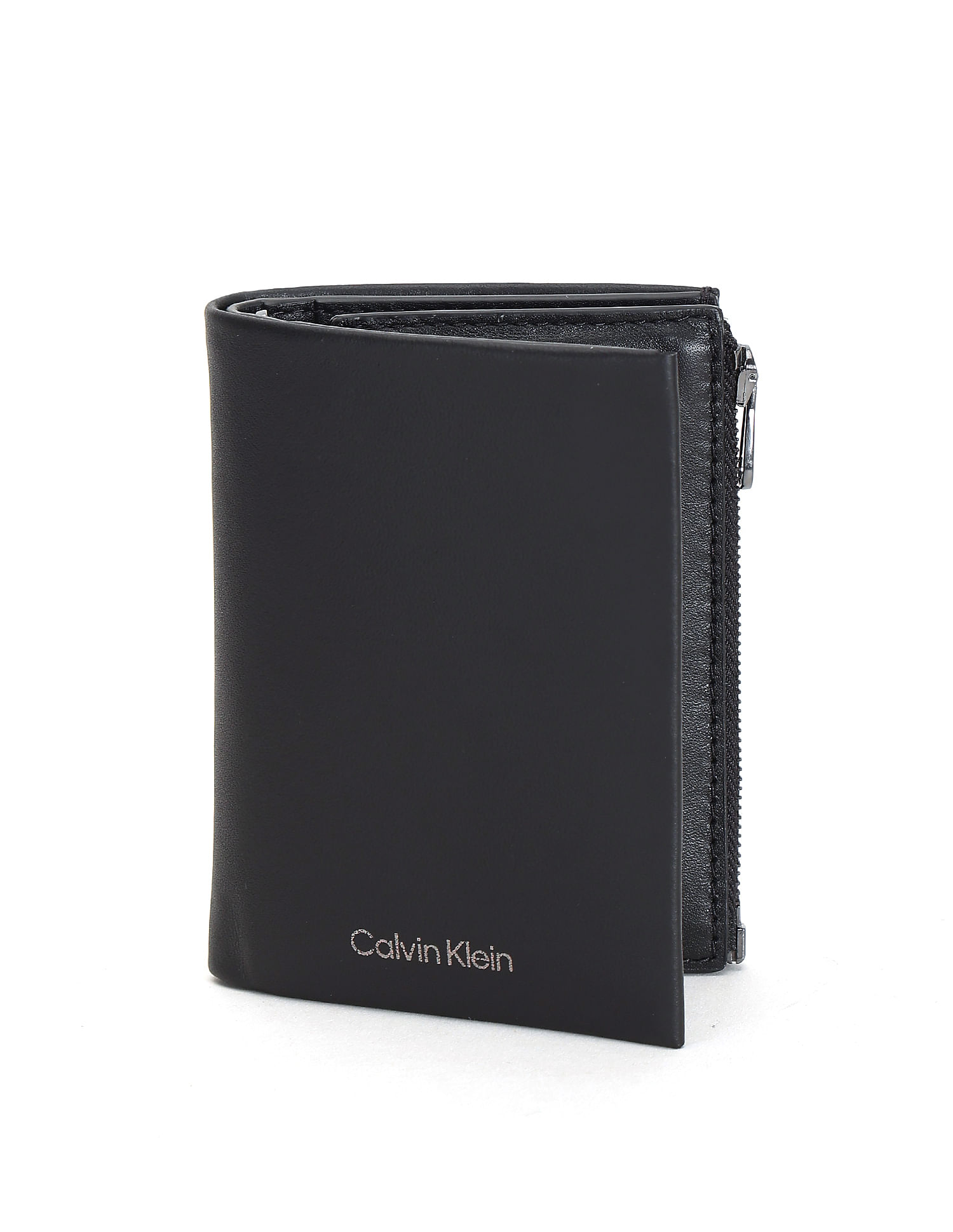 Leather Black Men's Trifold Quick Card Access Wallet/ Top 