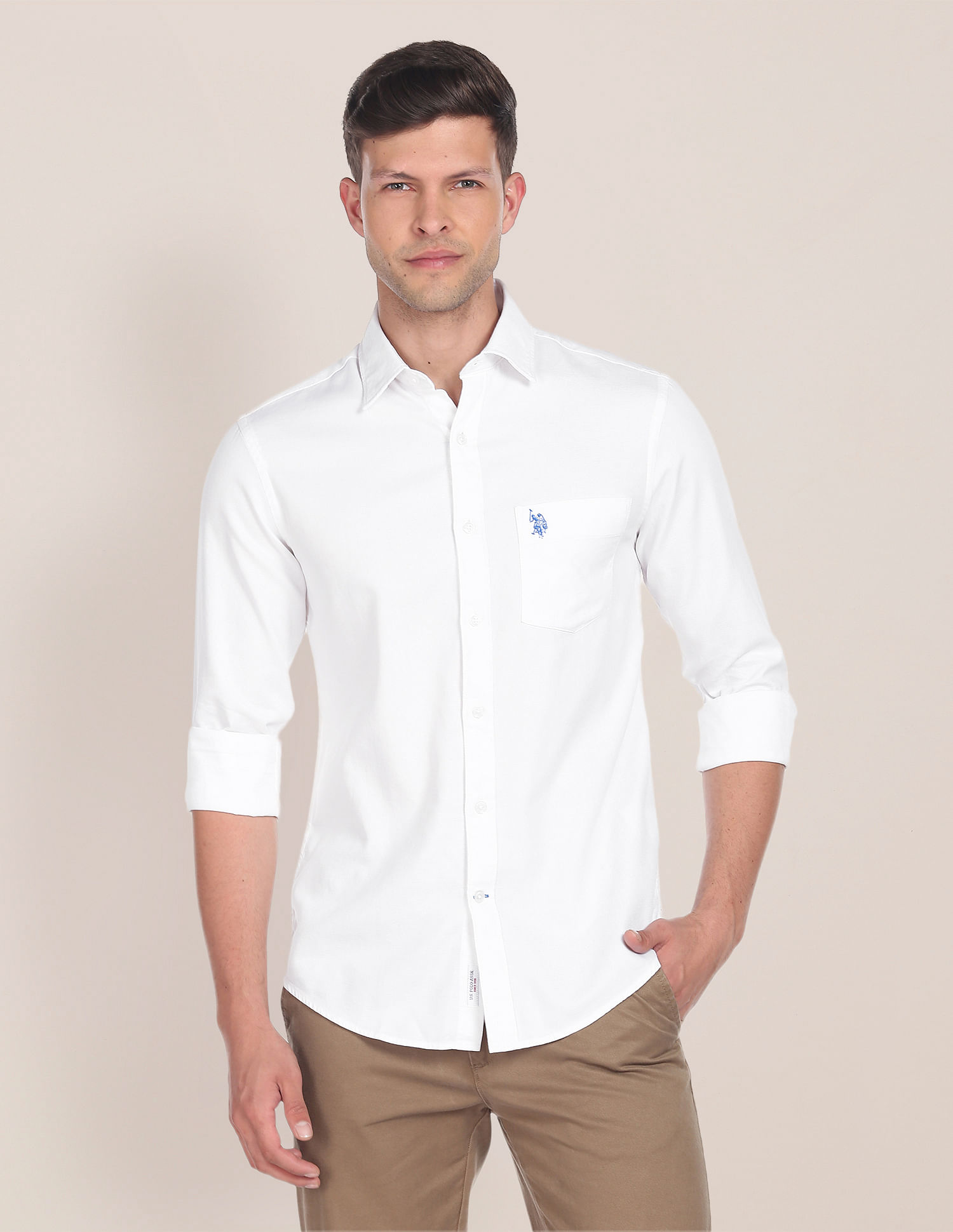 U.S. Polo Assn. Birdseye Dobby Textured Solid Shirt