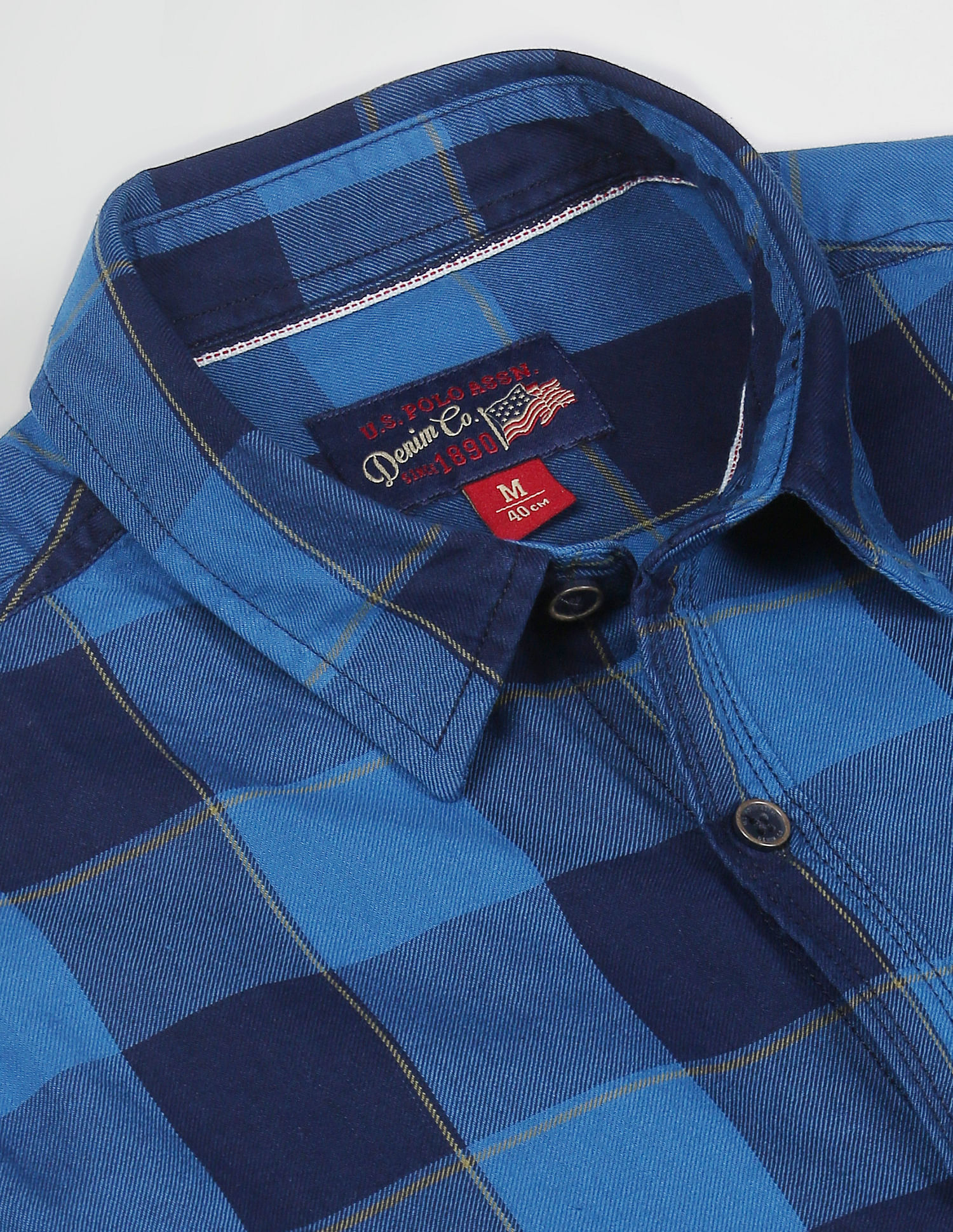 U.S. Polo Assn. Denim Co. Cotton Plaid Check Twill Casual Shirt