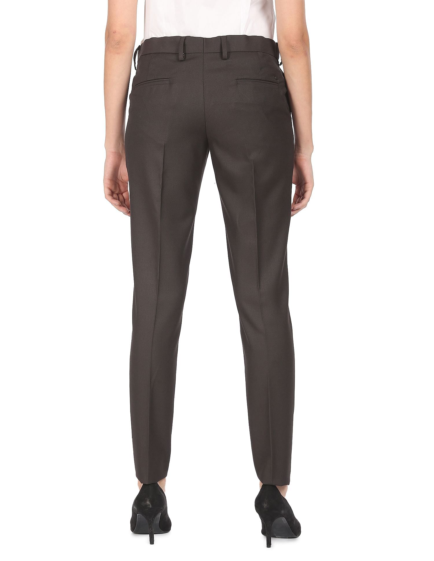 Buy Arrow Woman Women Beige Original Tapered Fit Self Design Regular  Trousers - Trousers for Women 2464545 | Myntra