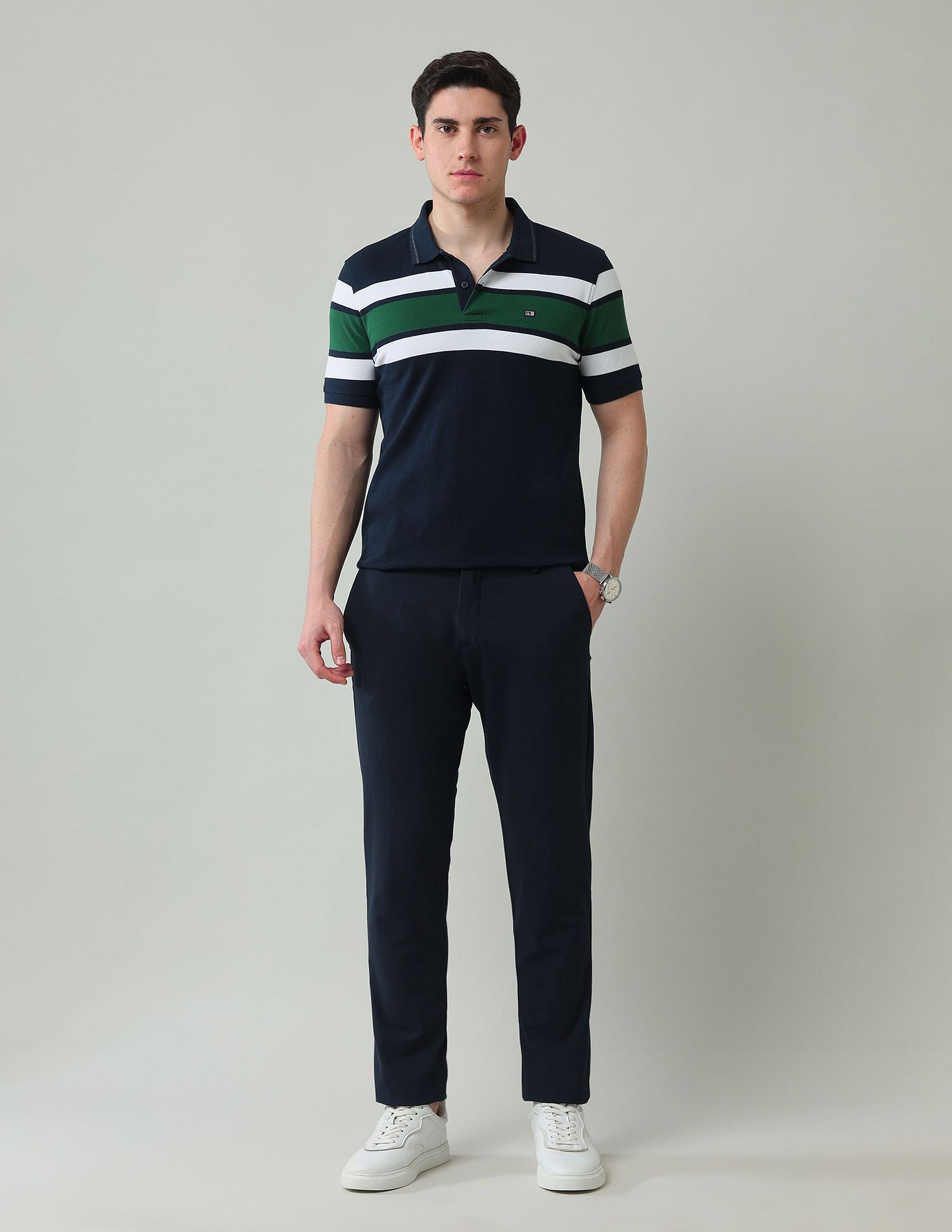 Arrow Sport Horizontal Striped Regular Fit Polo Shirt