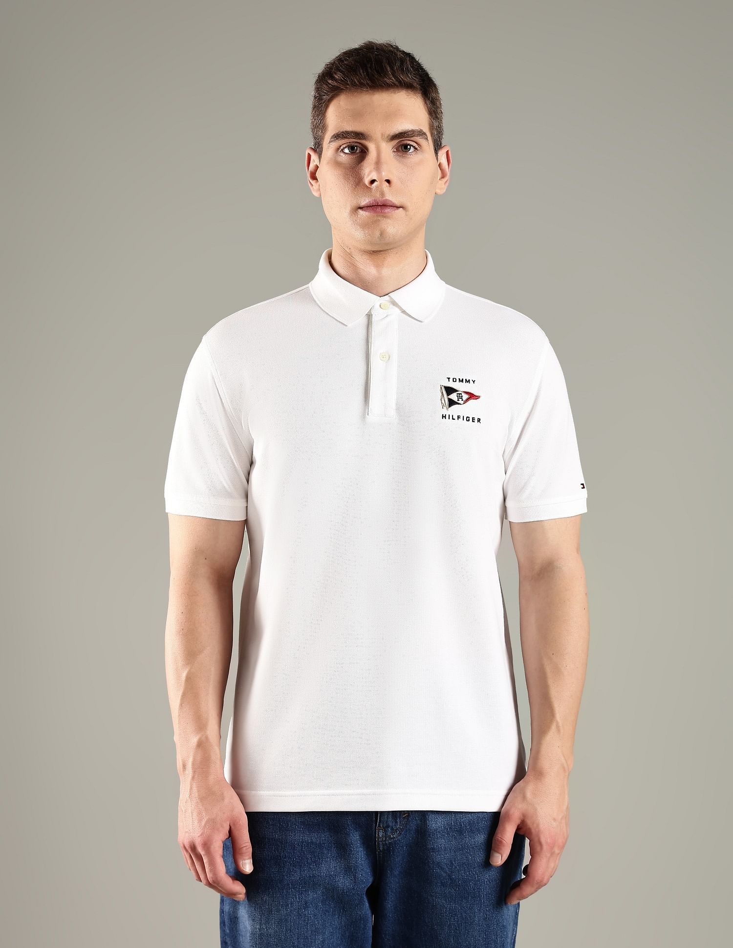 Tommy Hilfiger Solid Regular Fit Cotton Polo T-Shirt