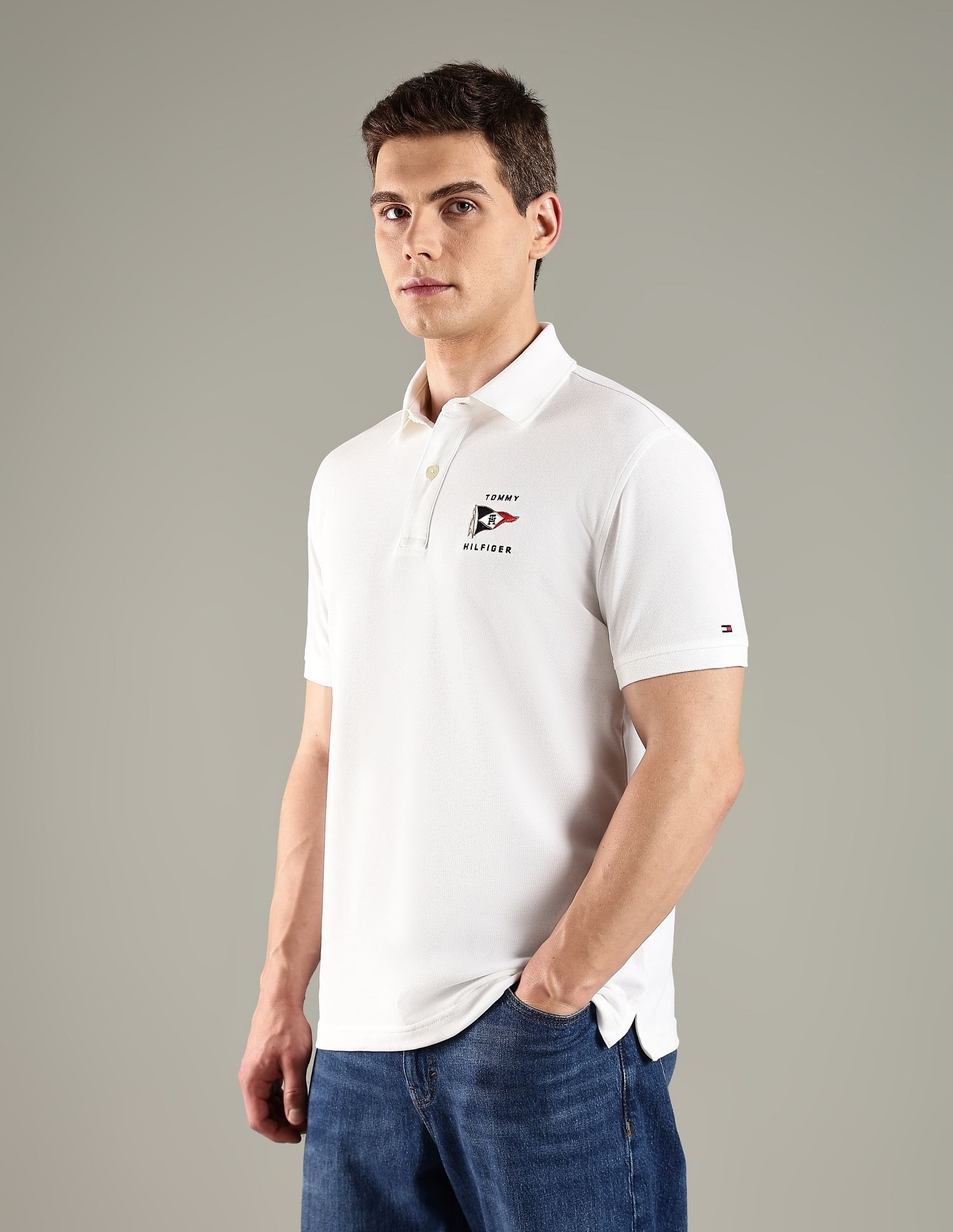 Tommy Hilfiger Solid Regular Fit Cotton Polo T-Shirt