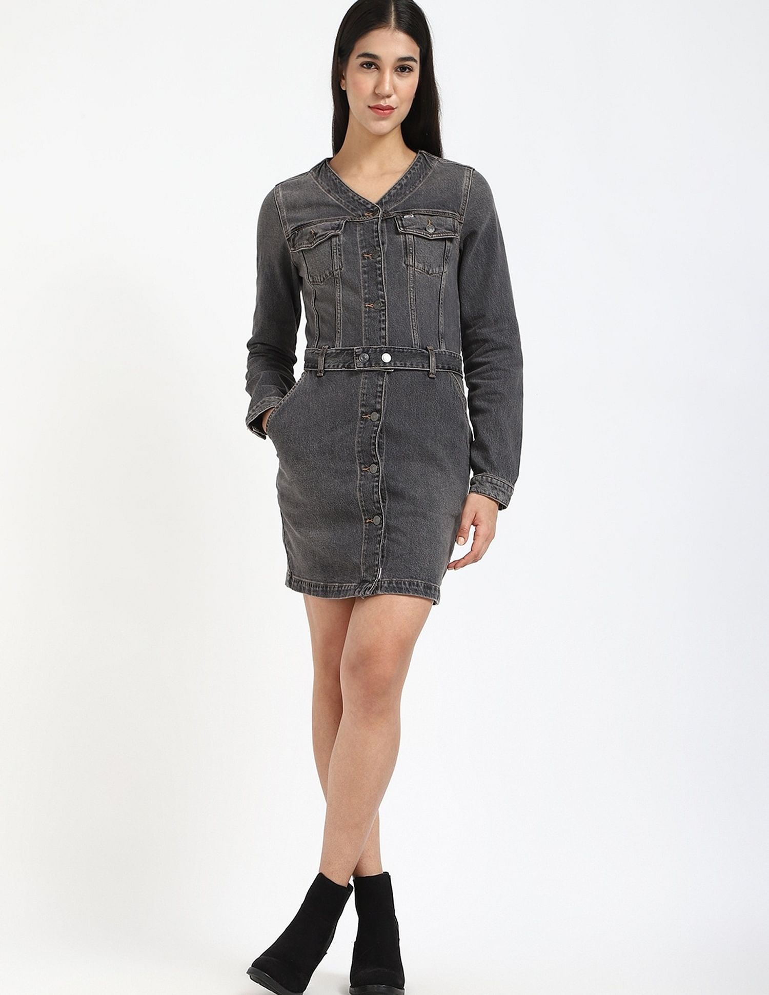 Tommy Hilfiger Cotton V-Neck Denim Dress