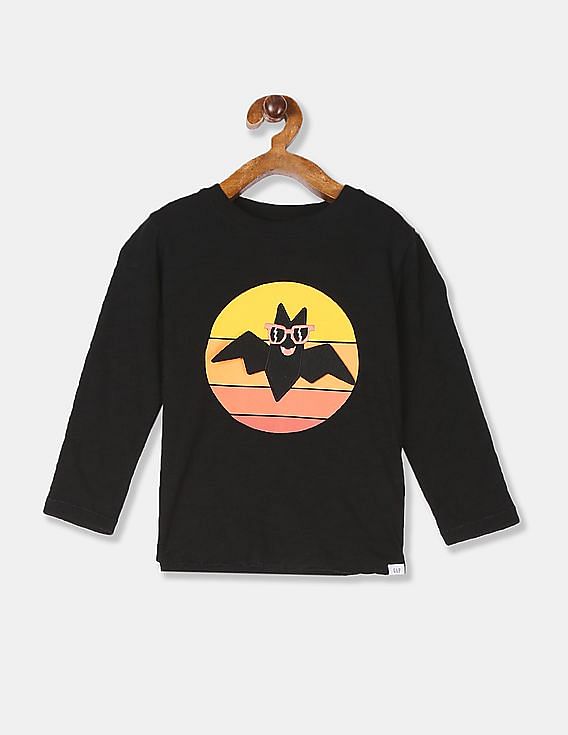 Buy GAP Boys Black Long Sleeve Halloween Graphic T Shirt NNNOW