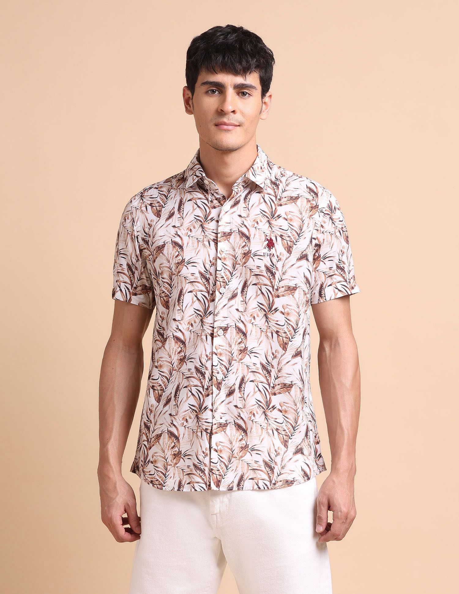 U.S. Polo Assn. Denim Co. Slim Fit Tropical Printed Shirt