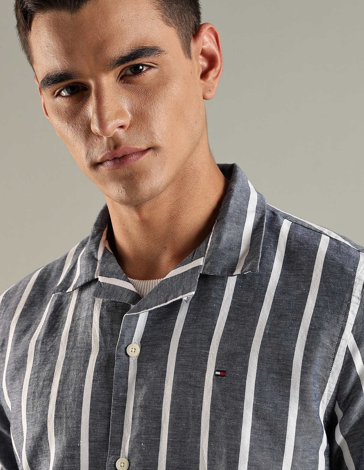 Tommy Hilfiger Striped Regular Fit Cotton Shirt
