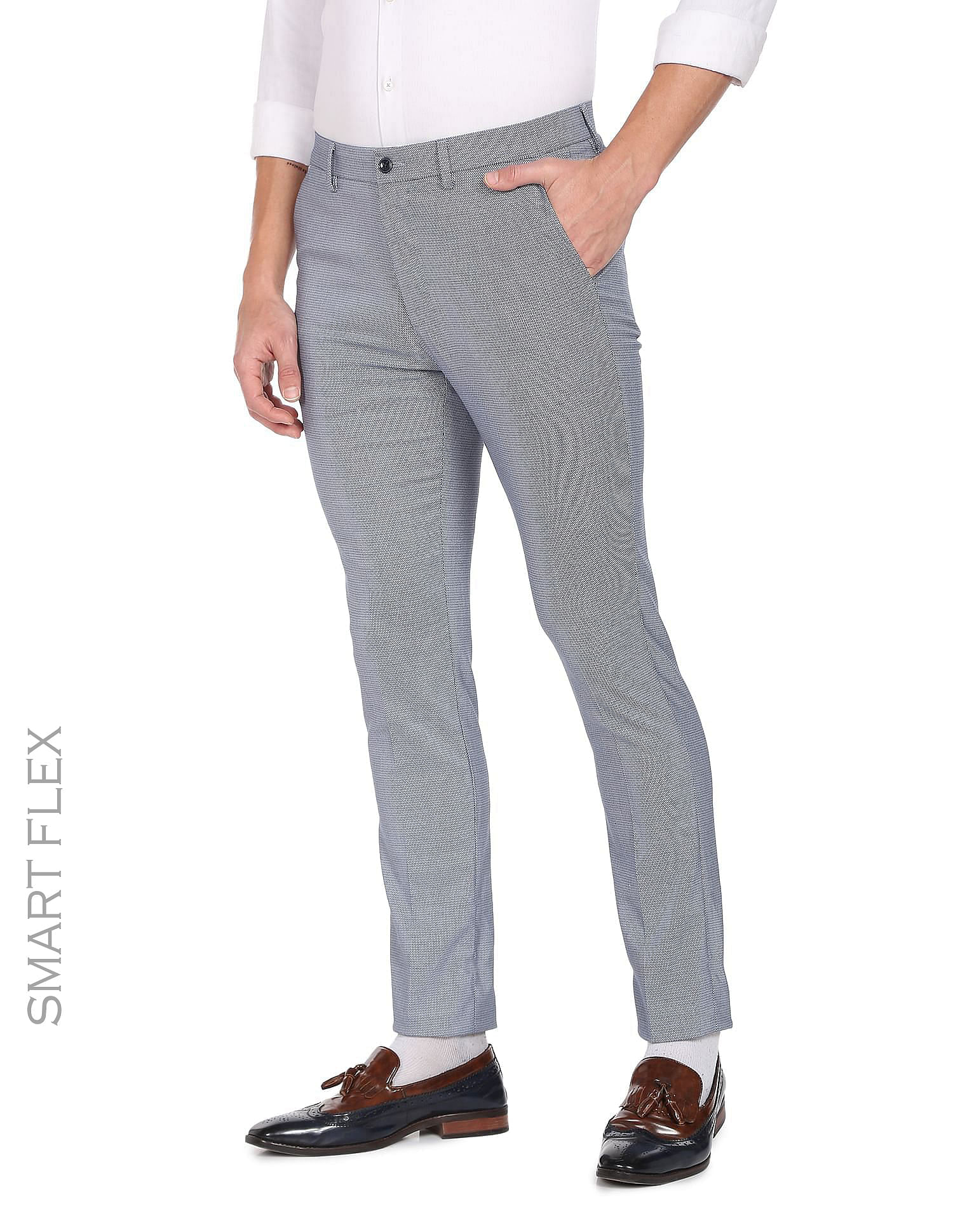 Shop WES Formals Grey UltraSlim Fit Trousers Online  Westside