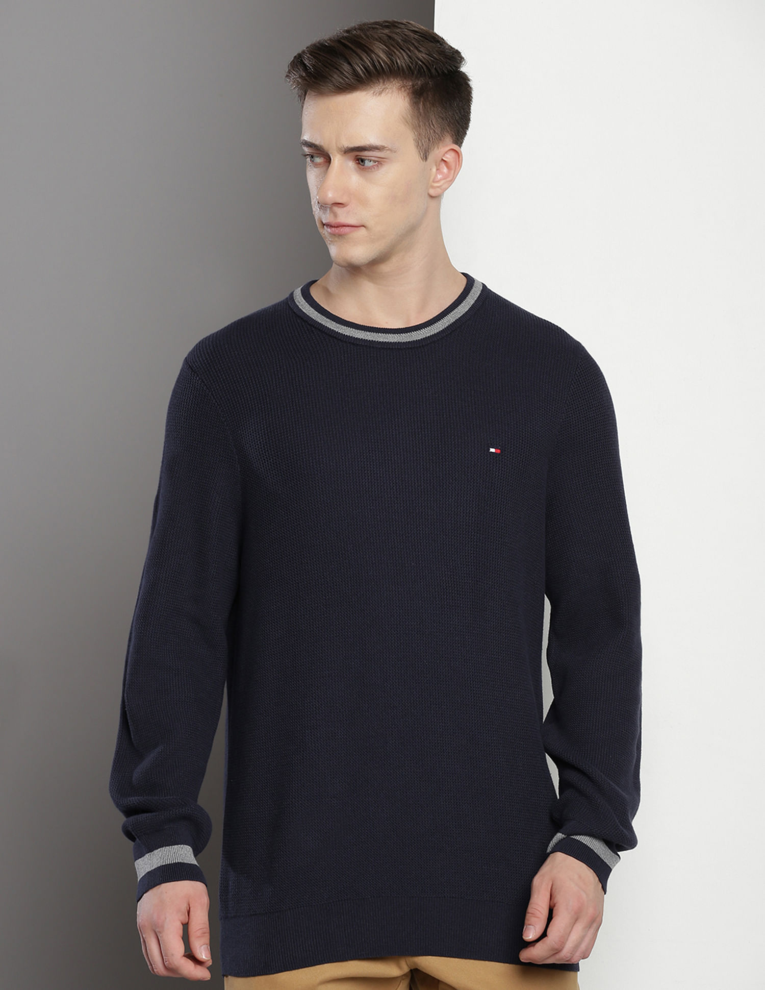 Tommy Hilfiger Striped Hem Cotton Sweater