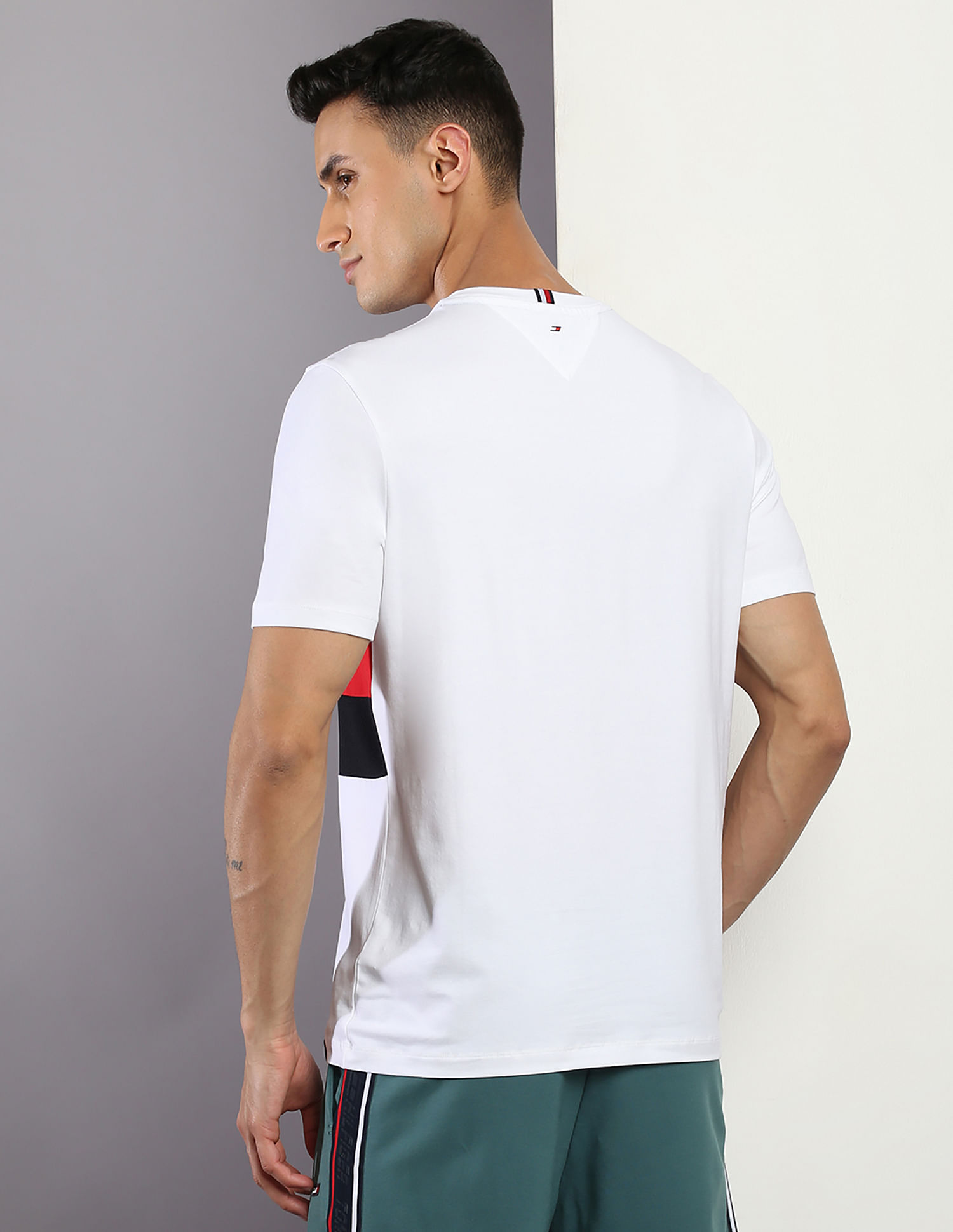 Tommy Hilfiger Organic Cotton Colour Block Mix Media T-Shirt