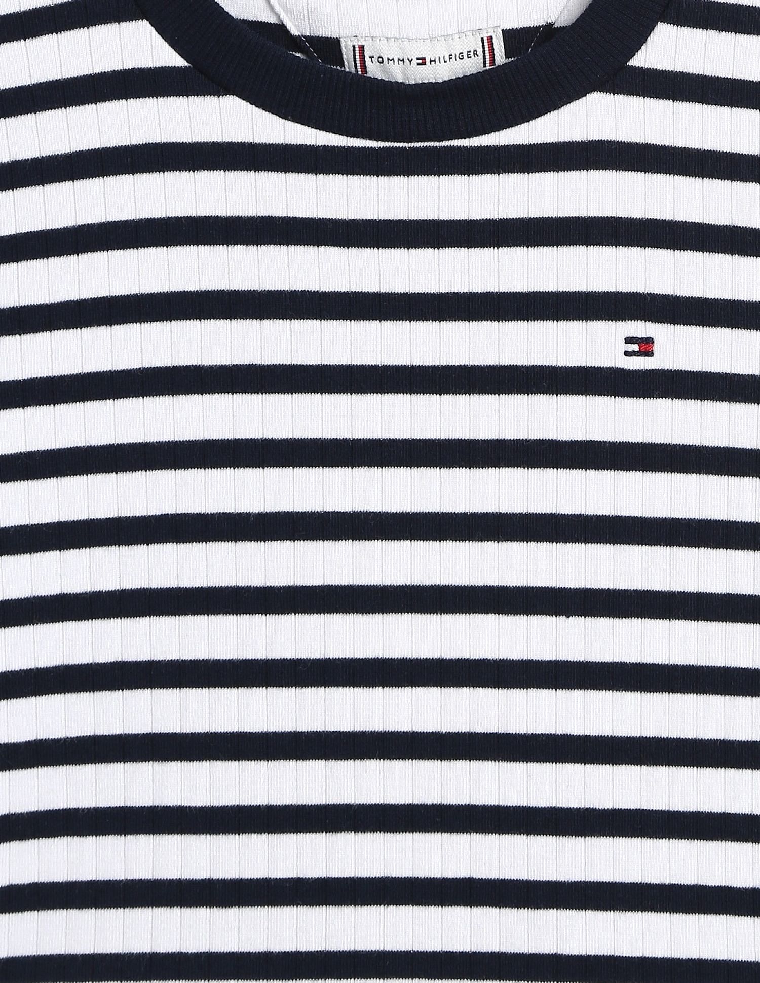 Tommy Hilfiger Kids Girls Striped Slim-Fit Cotton T-Shirt