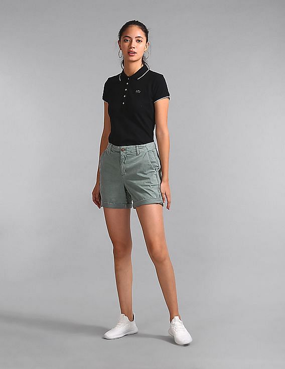 Buy GAP Women Green Mid Rise Girlfriend Chino Shorts - NNNOW.com