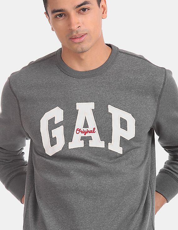 Buy GAP Grey Logo Fleece Crew Neck Sweatshirt 