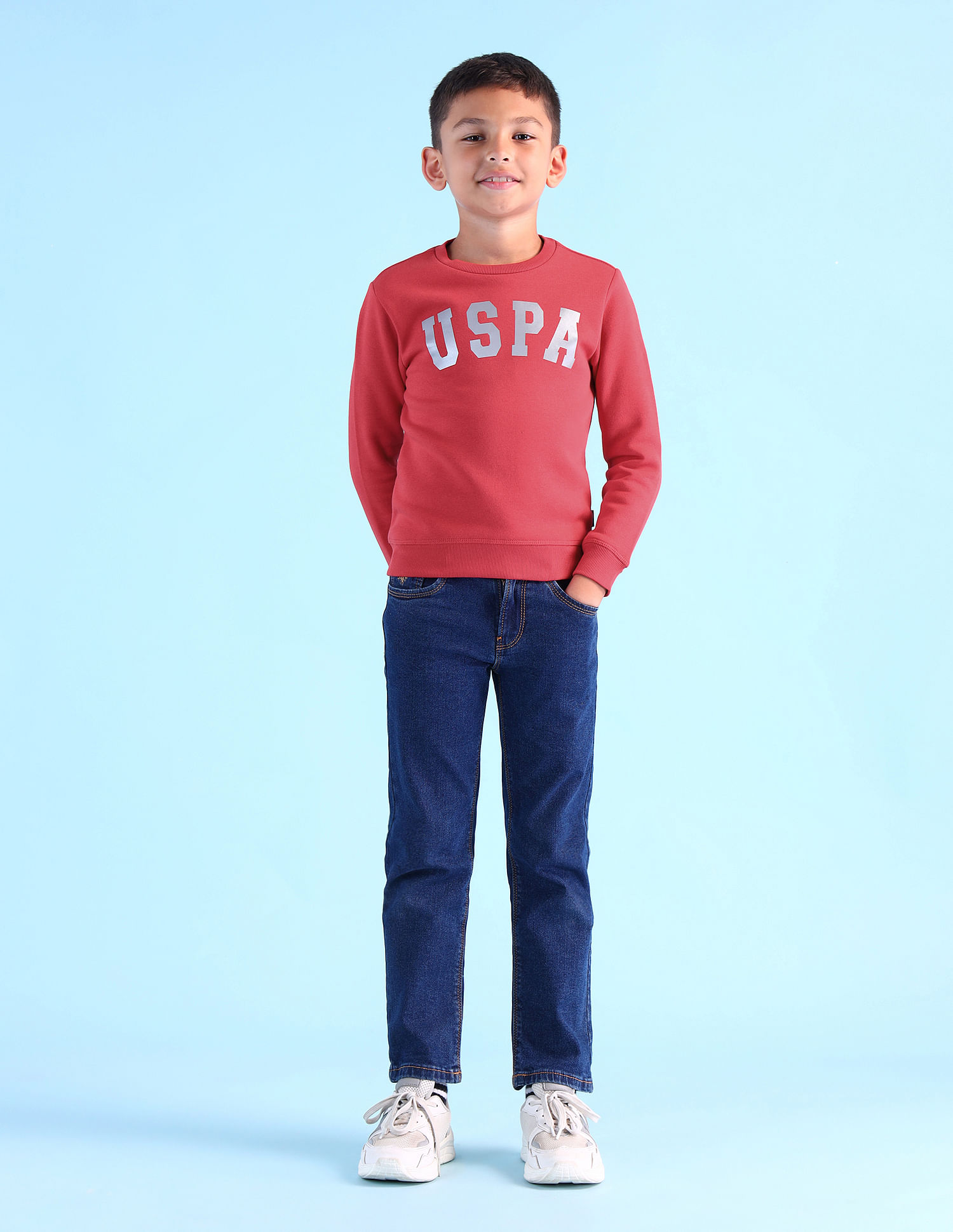 U.S. Polo Assn. Kids Boys Brand Printed Regular Fit Sweatshirt