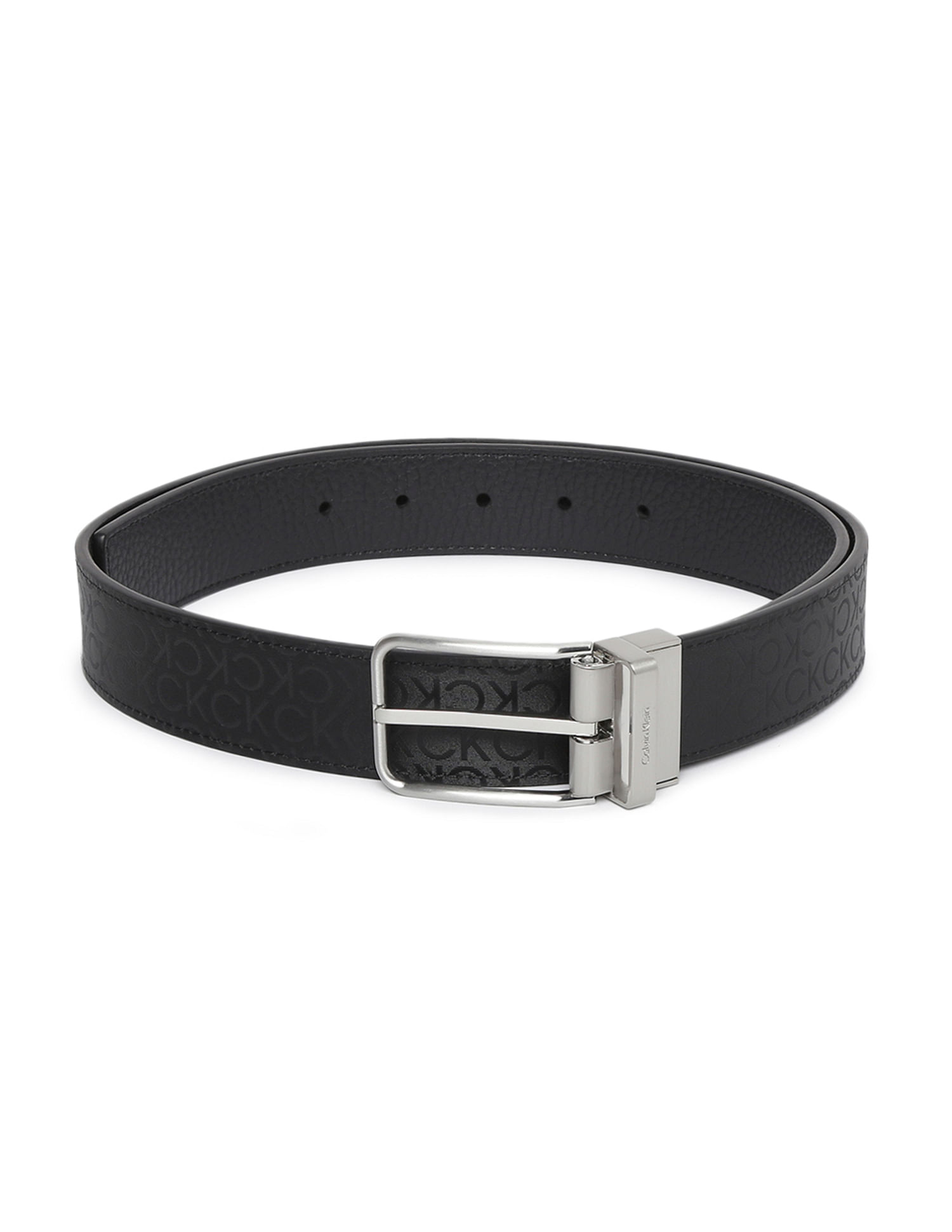 Calvin Klein Monogram Logo Plaque Reversible Belt in White