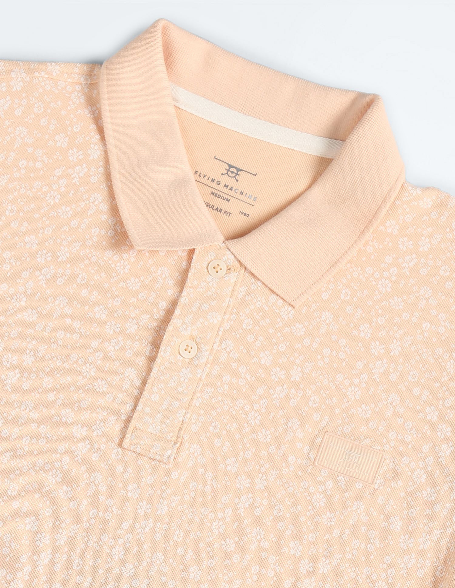 Flying Machine Floral Print Cotton Polo Shirt