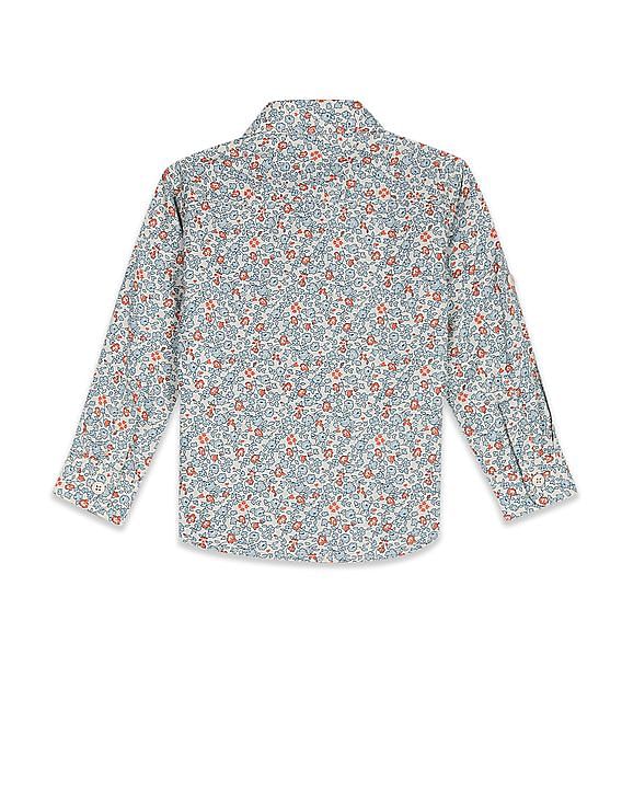 U.S. Polo Assn. Kids Boys Spread Collar Floral Print Shirt