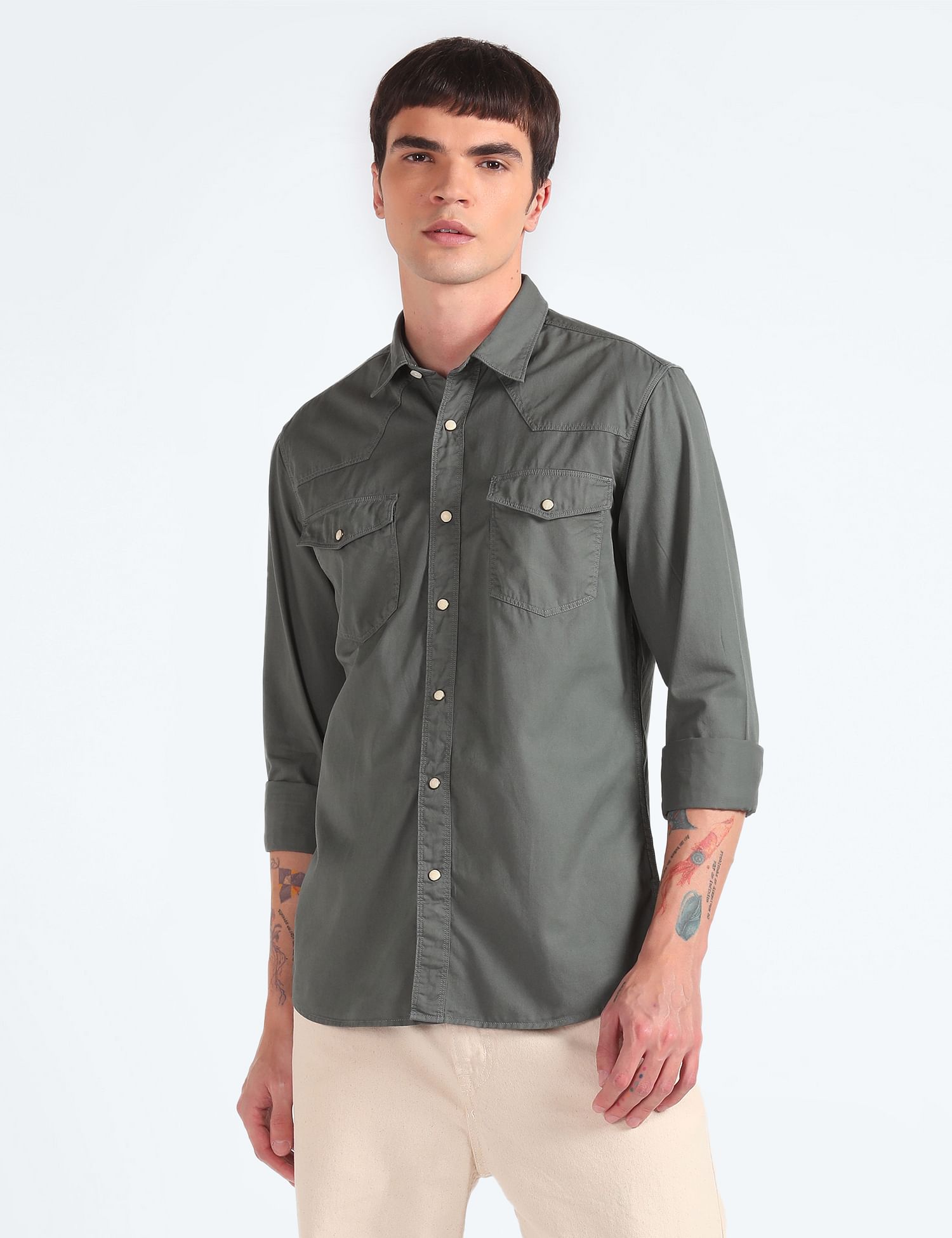 Flying Machine Western Yoke Relaxed Fit Shirt