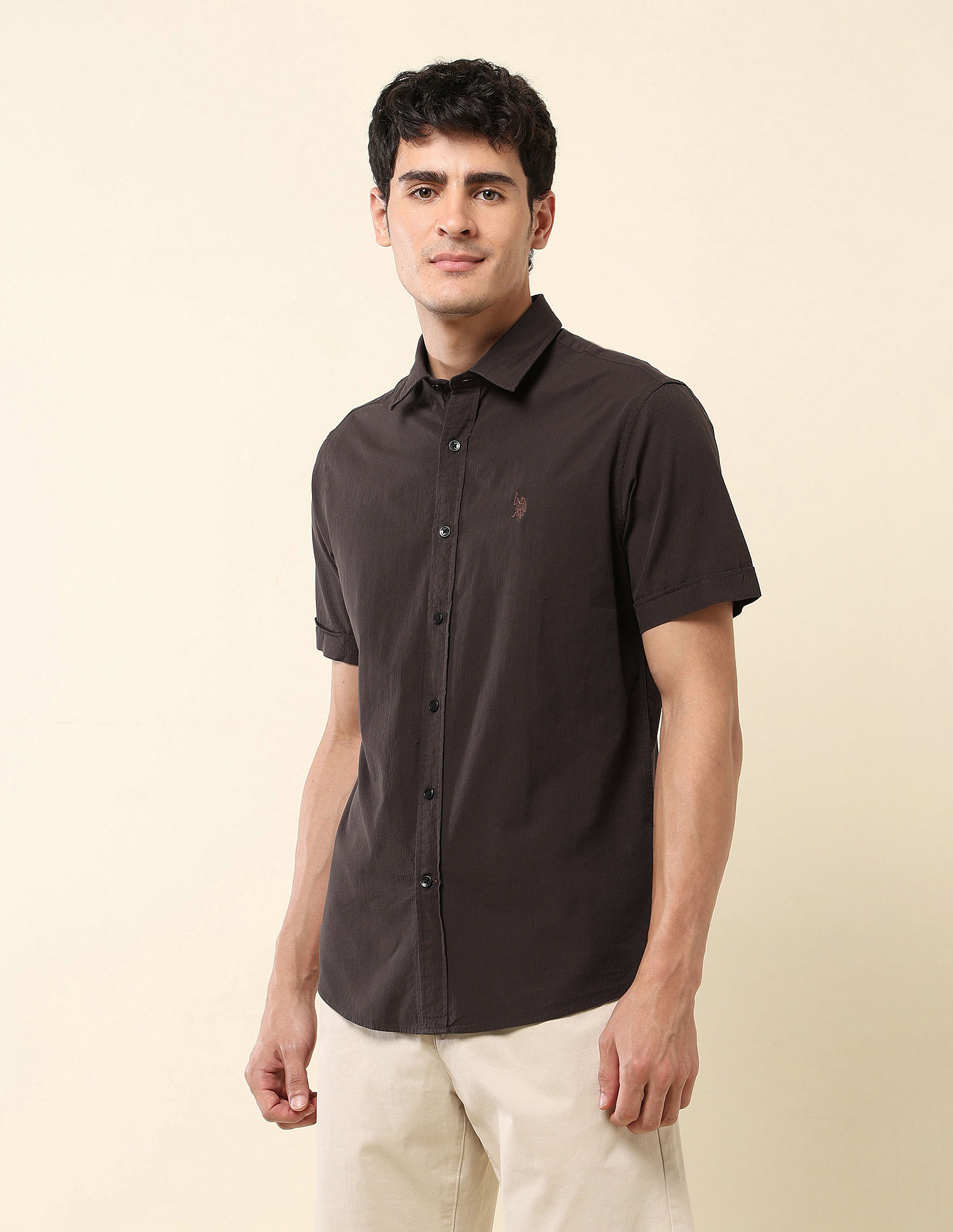 U.S. Polo Assn. Textured Pure Cotton Shirt