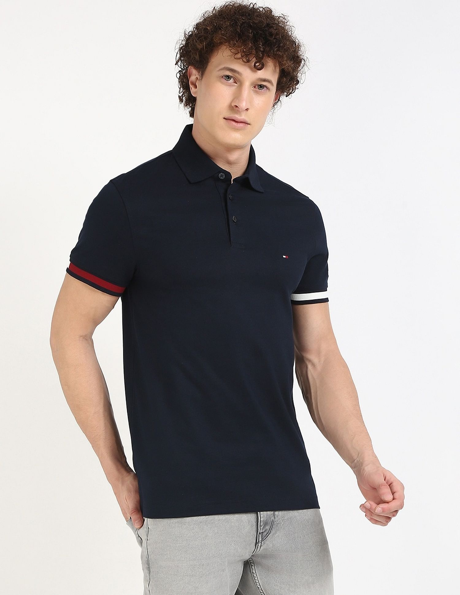 Tommy Hilfiger Solid Slim-Fit Cotton Polo Shirt