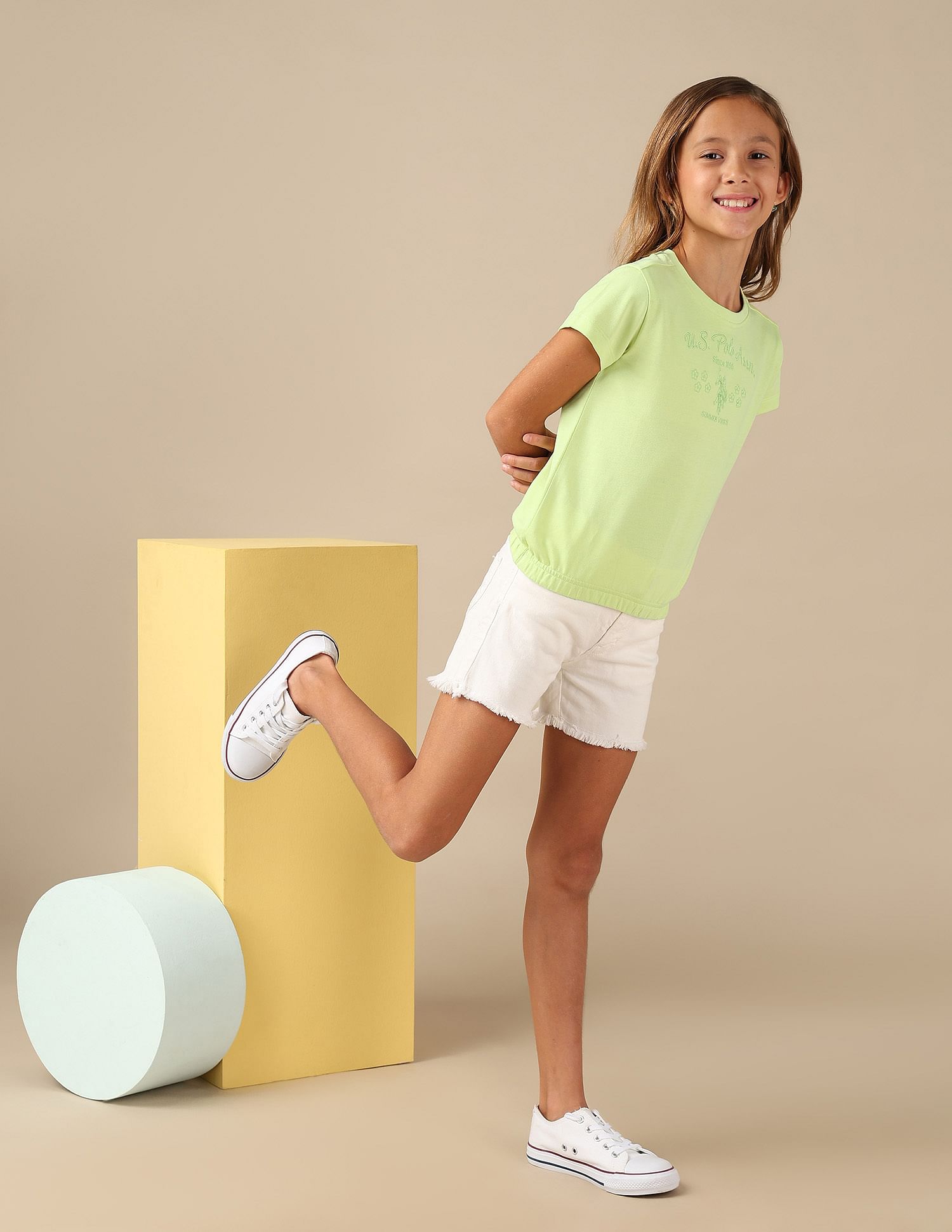 U.S. Polo Assn. Kids Girls Brand Embroidered Blousan T-Shirt