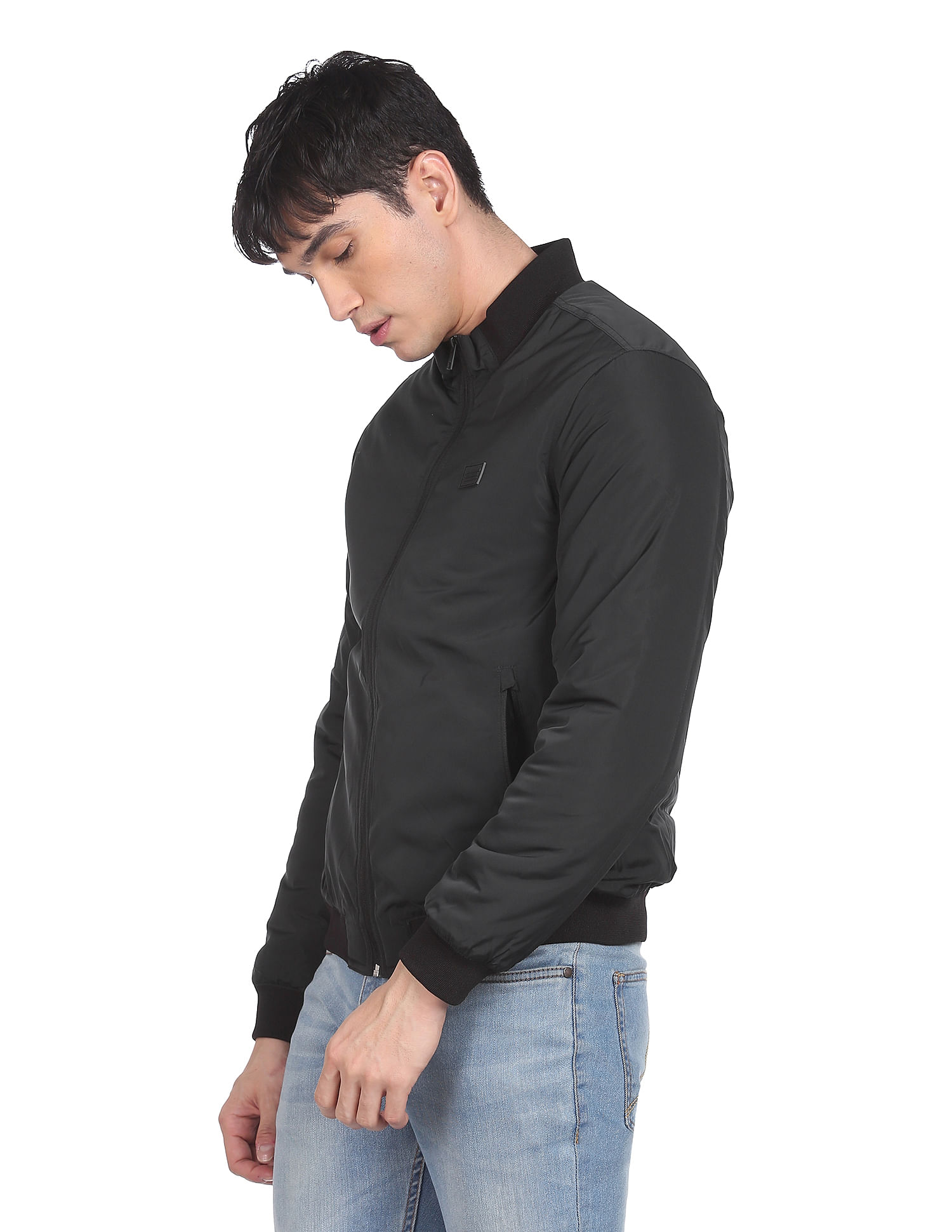 Flying Machine High Neck Solid Puffer Jacket