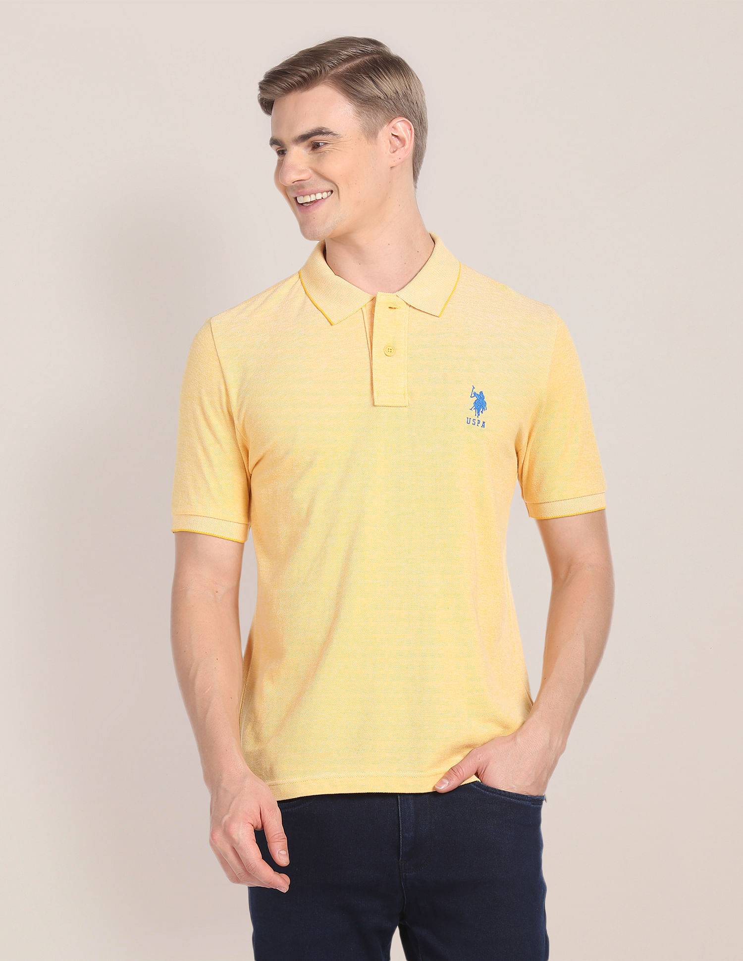 U.S. Polo Assn. Tipped Collar Heathered Polo Shirt