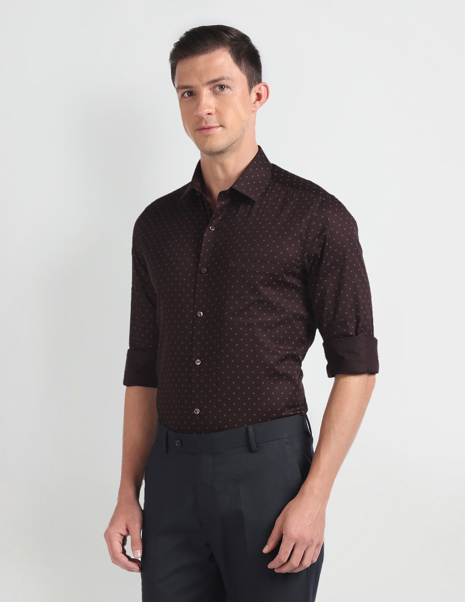Arrow Floral Print Cotton Formal Shirt