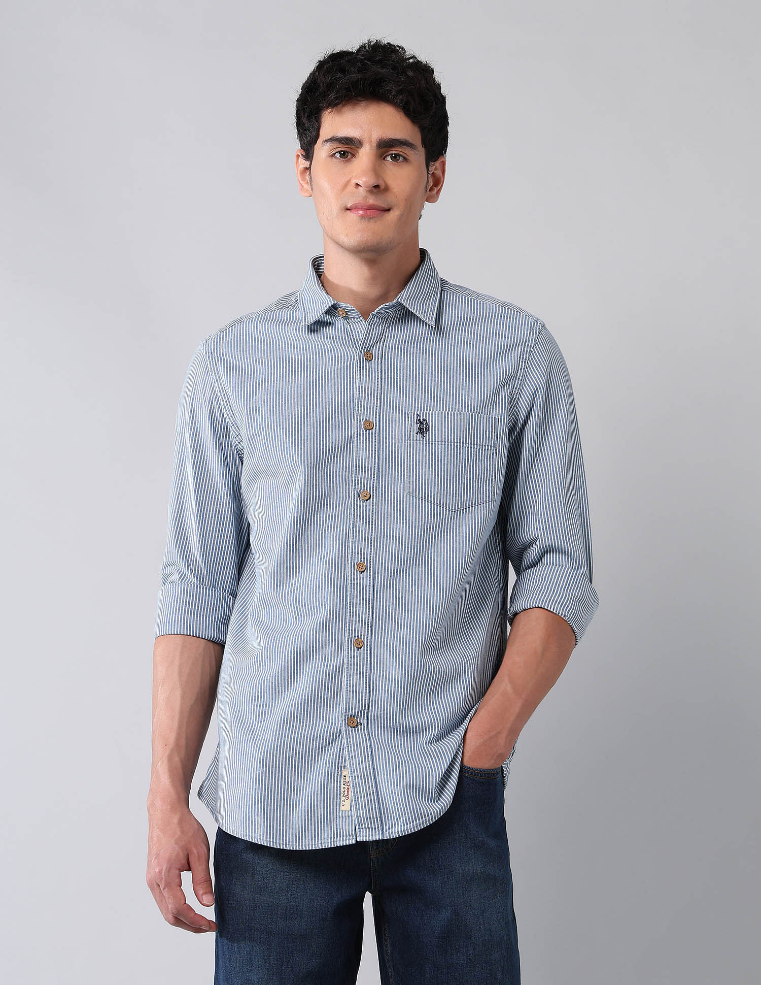 U.S. Polo Assn. Denim Co. Vertical Striped Pure Cotton Shirt