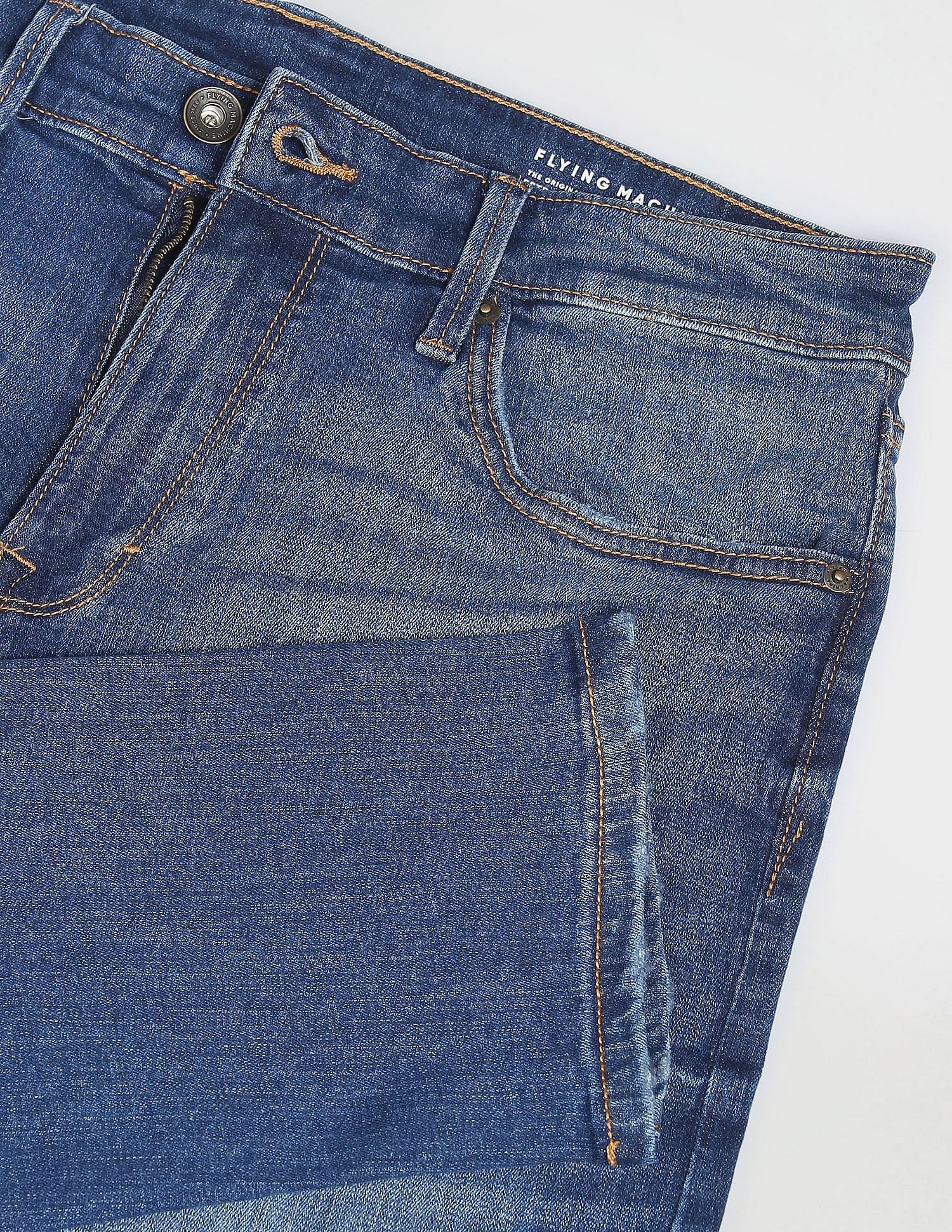 Flying Machine Slash Slim Tapered Fit Mid Rise Jeans