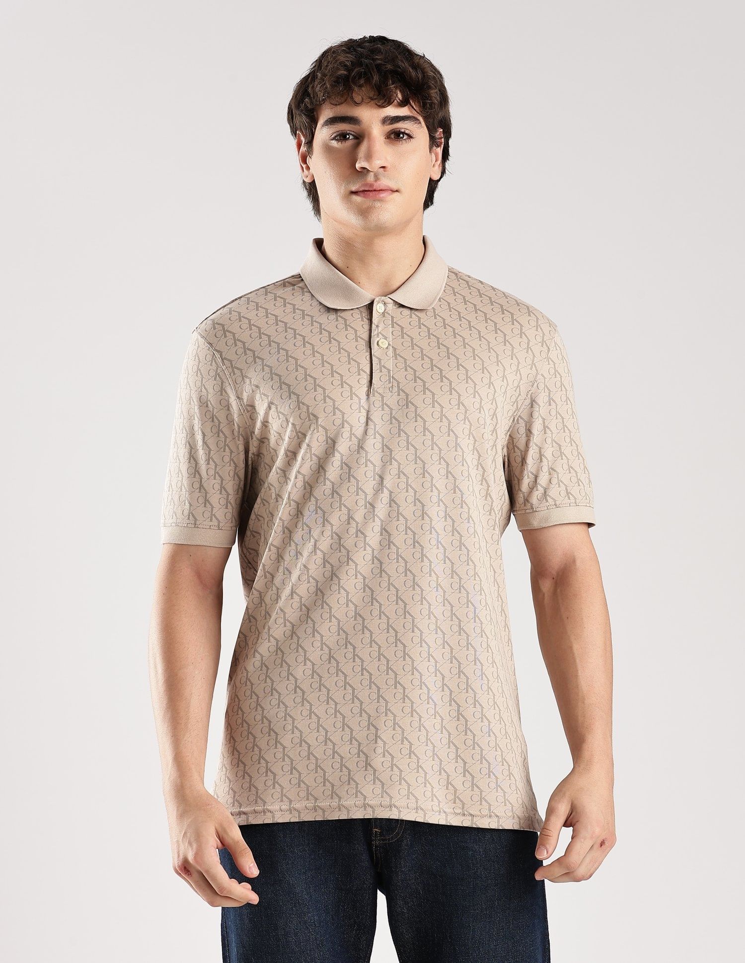 Calvin Klein Jeans Logo Regular-Fit Cotton Polo T-Shirt