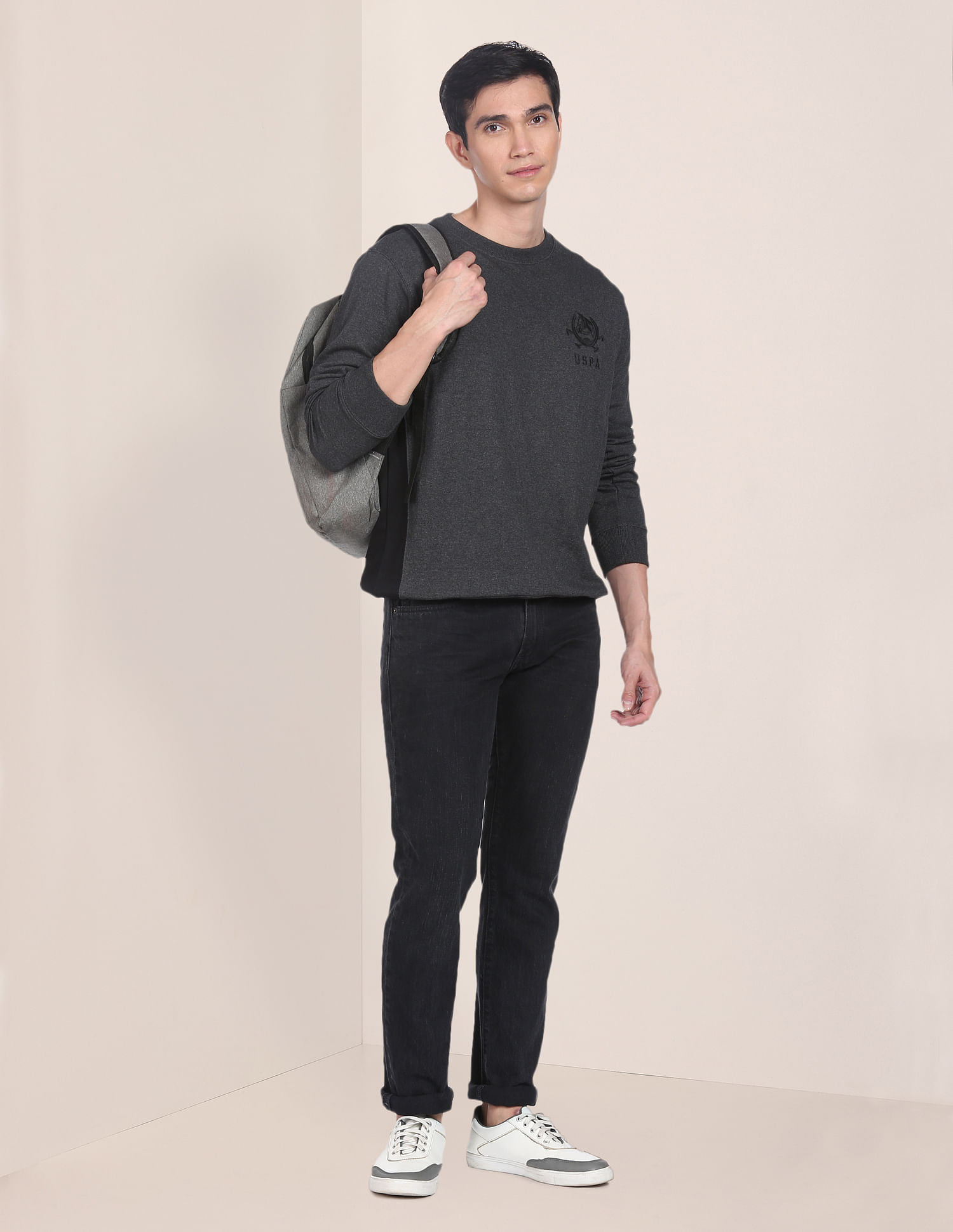 U.S. Polo Assn. Crew Neck Heathered Sweatshirt