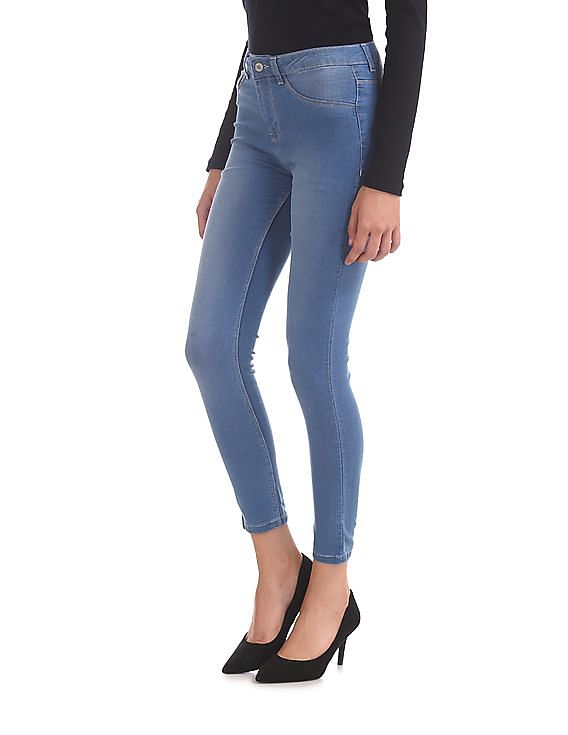 Buy Flying Machine Women High Rise Rinsed Pure Cotton Jeggings