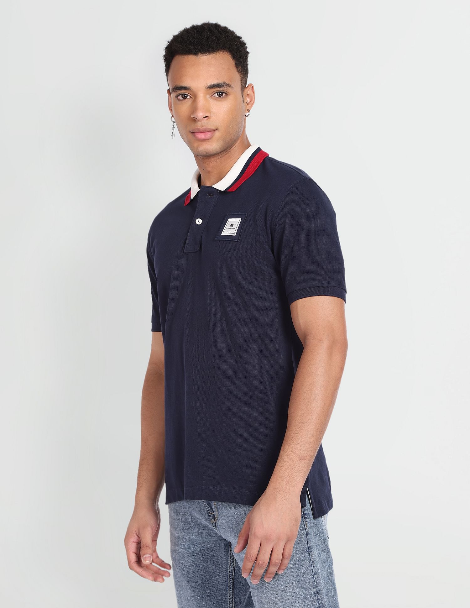Flying Machine Solid Cotton Polo Shirt