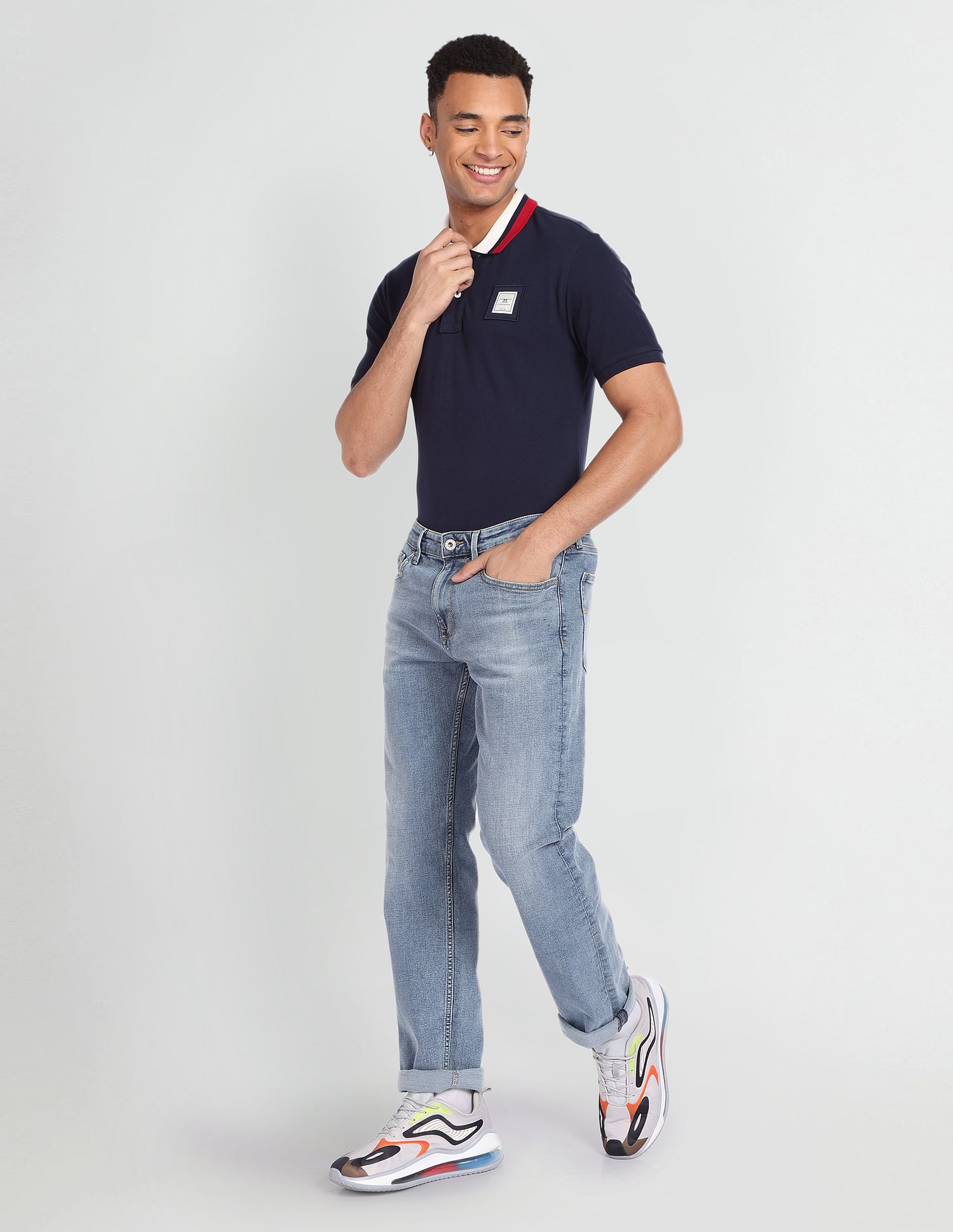 Flying Machine Solid Cotton Polo Shirt