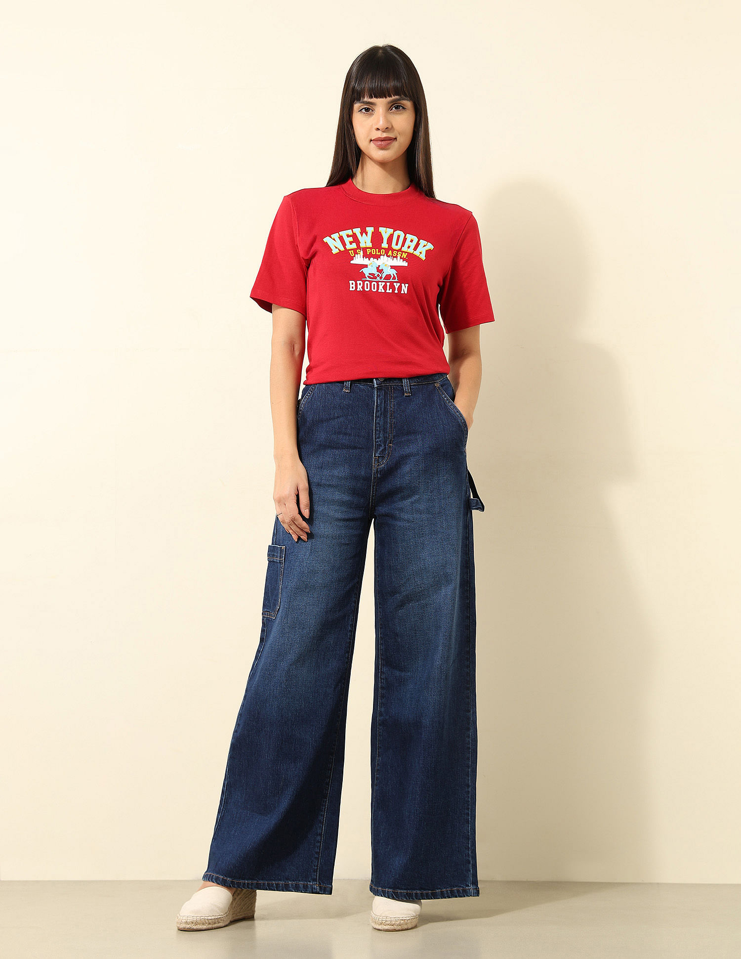 U.S. Polo Assn. Women High Rise Ultra Wide Leg Fit Jeans