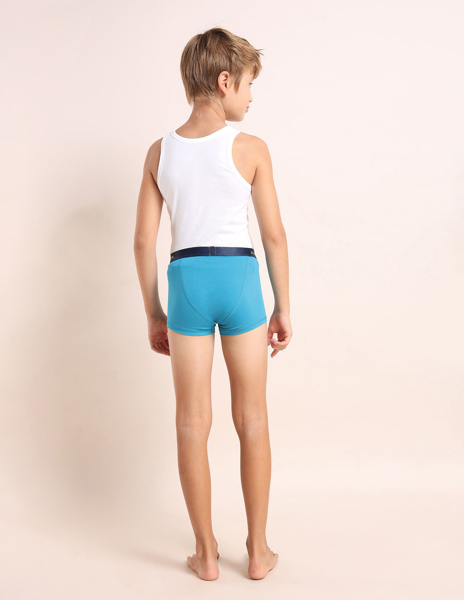 USPA Innerwear Boys Mid Rise Cotton Spandex Trunks - Pack Of 3