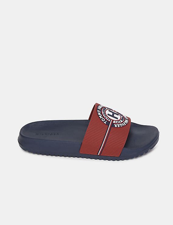 Buy Tommy Hilfiger Men Red And Navy Logo Rowdy Pool Slides NNNOW