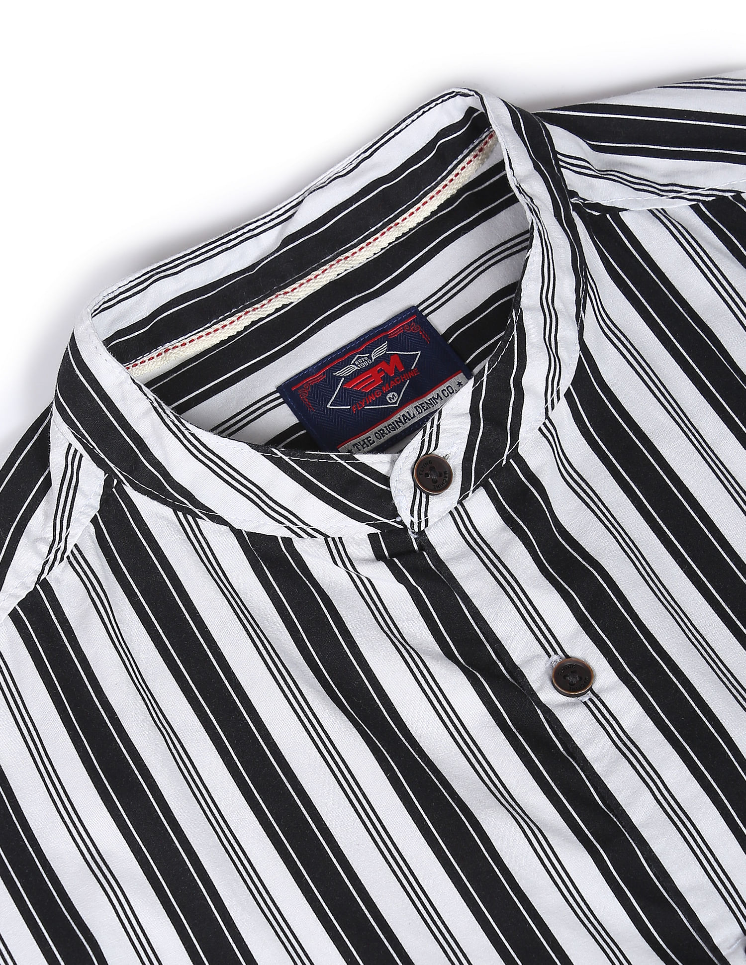Flying Machine Mandarin Collar Cotton Shirt