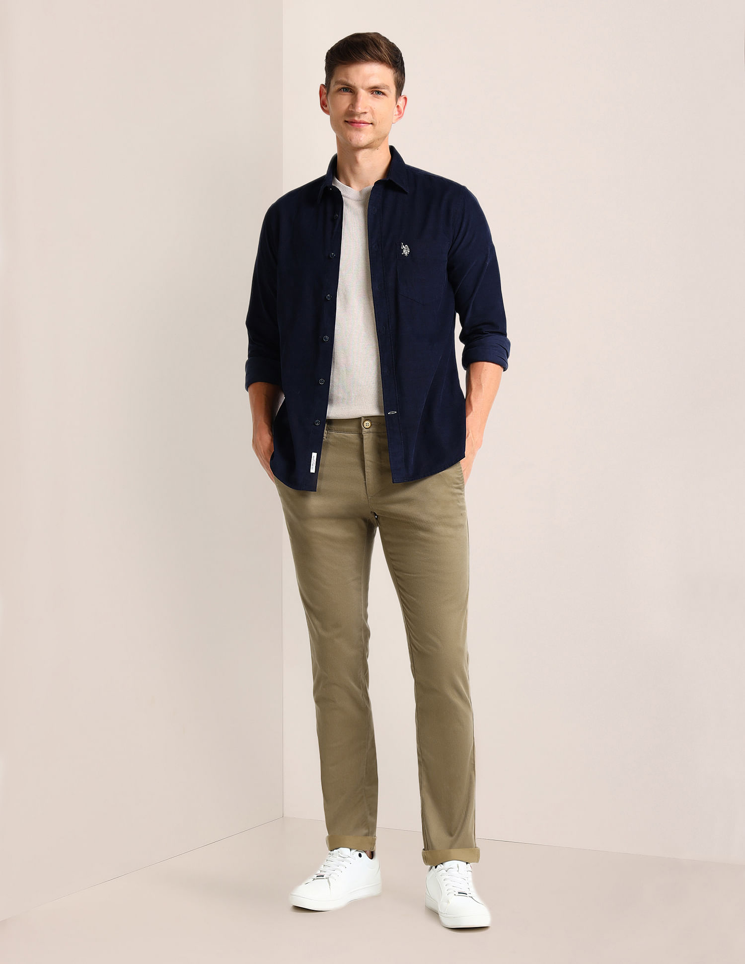 U.S. Polo Assn. Denver Slim Fit Textured Trousers