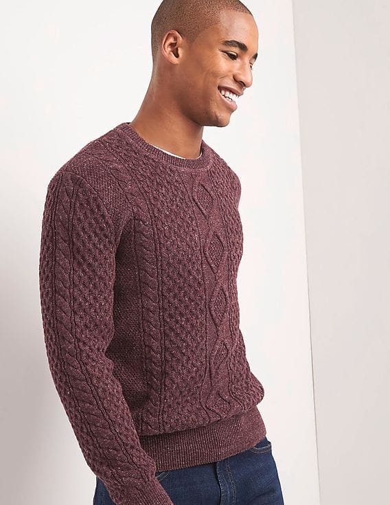 Buy GAP Men Men Black Cable-Knit Crew Neck Sweater NNNOW