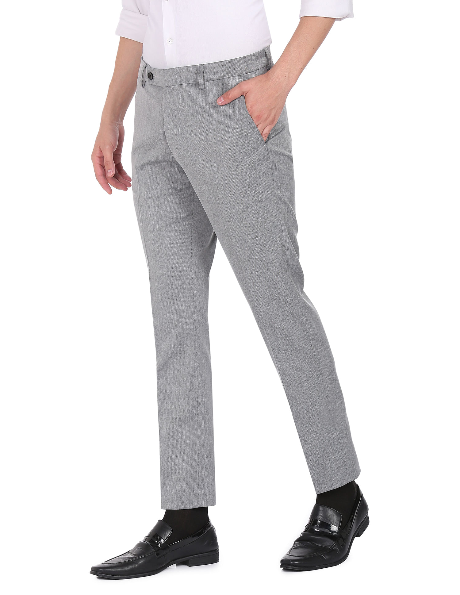Frontwalk Men Stretch Flat Front Suit Pants Solid Color Soft Dress Pant  Mens High Waist Formal Trousers Gray 28 - Walmart.com