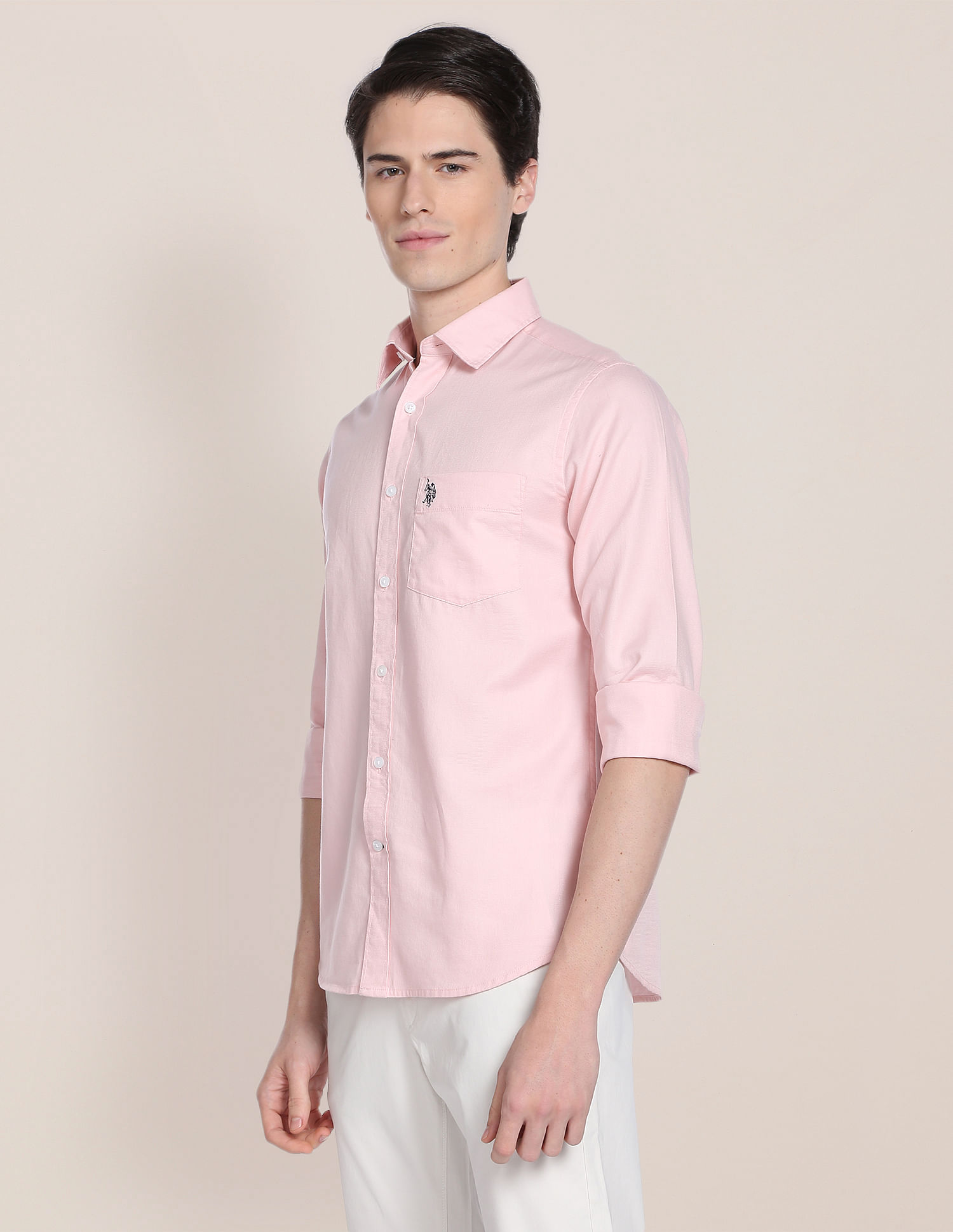 U.S. Polo Assn. Birdseye Dobby Textured Solid Shirt