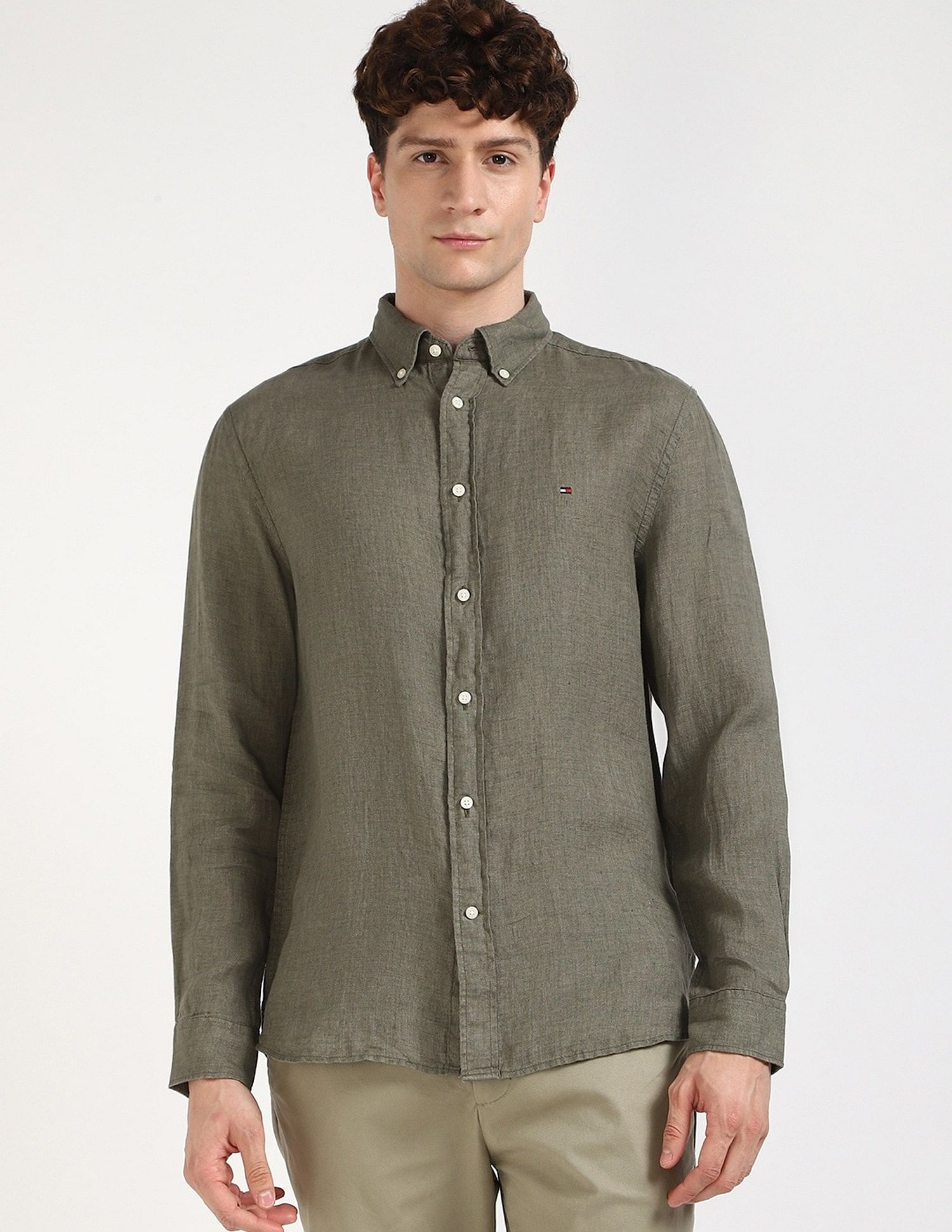 Tommy Hilfiger Solid Regular-Fit Linen Shirt