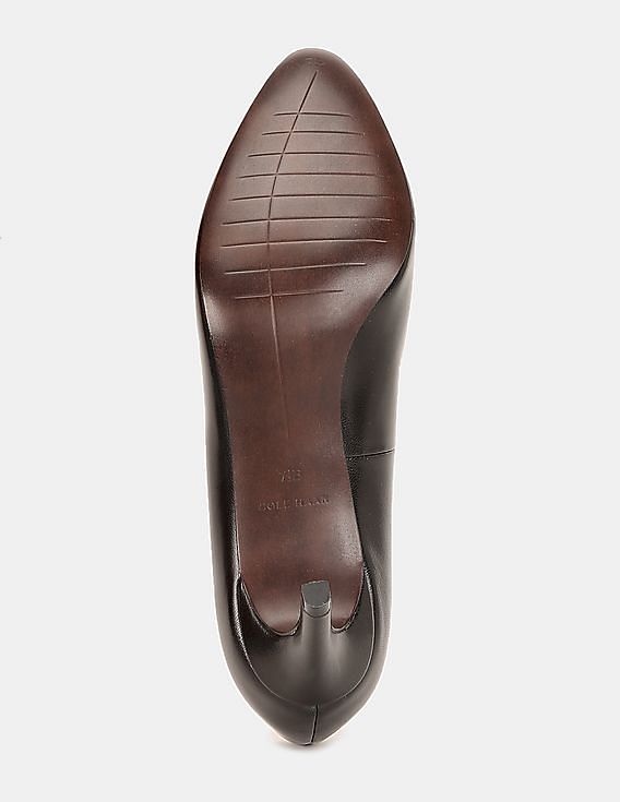 Cole Haan Women Black Hellen Grand Point Toe Leather Pumps