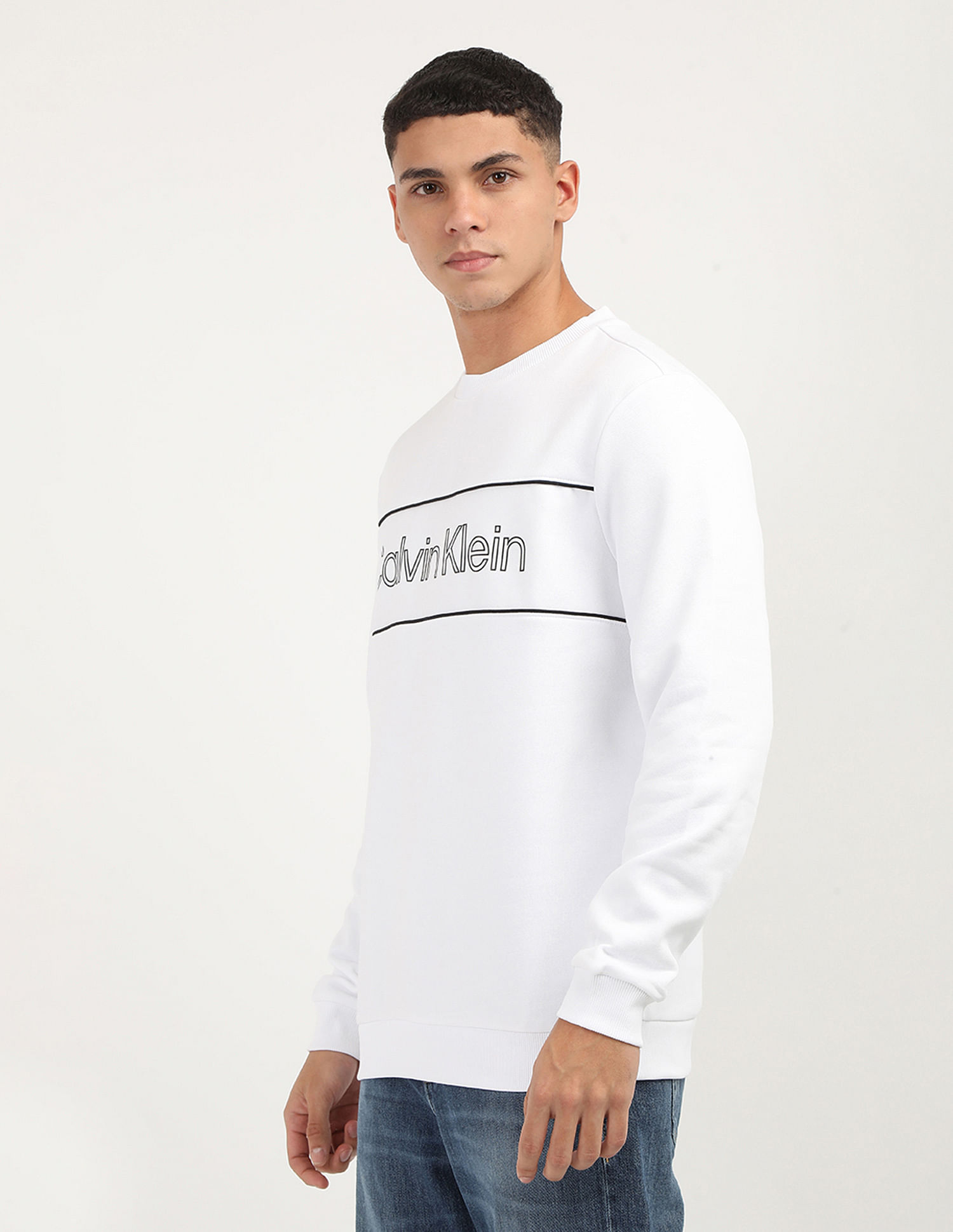 Calvin Klein Brand Print Crew Neck Sweatshirt