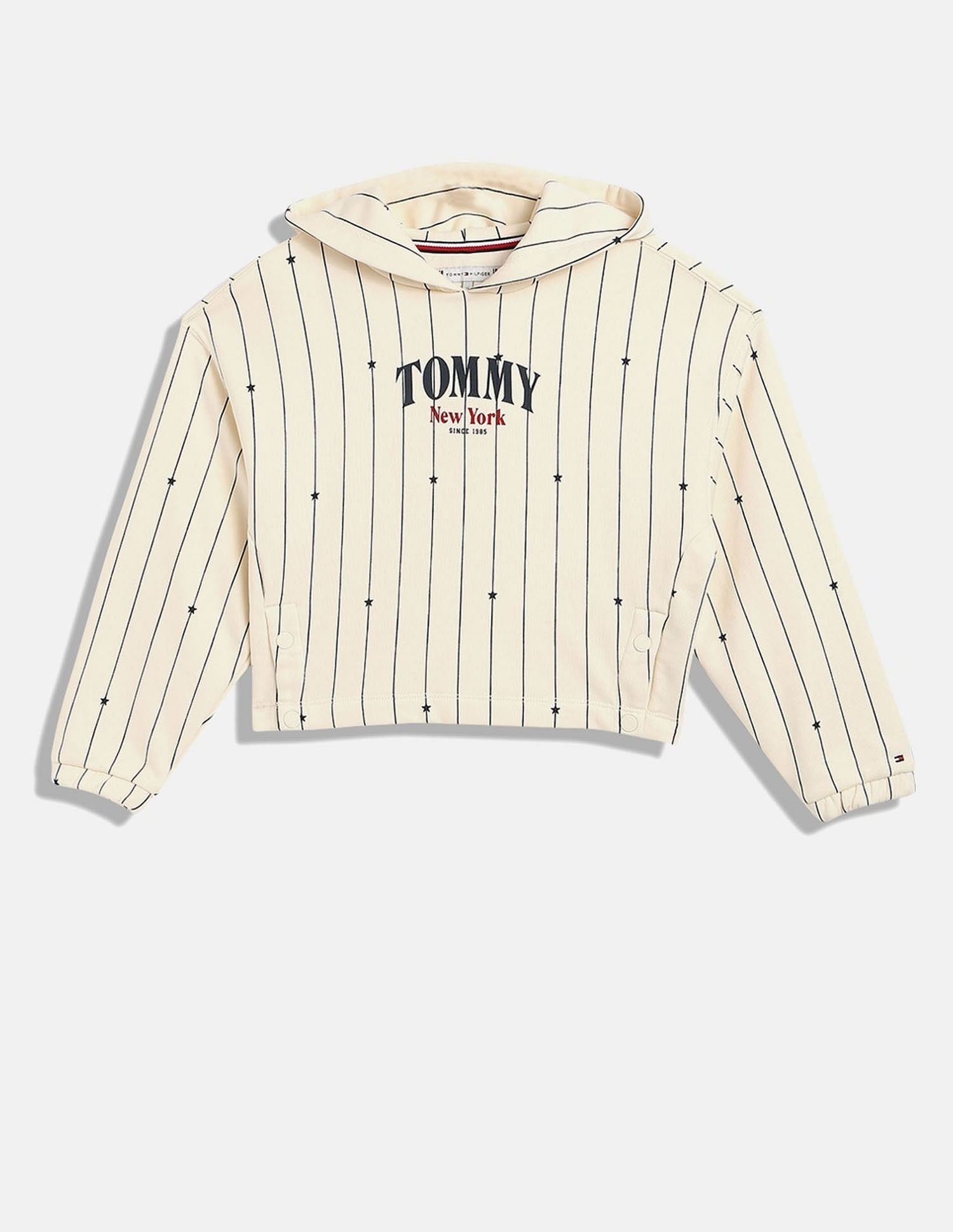 Tommy Hilfiger Kids Girls Striped Relaxed-Fit Cotton Sweatshirt